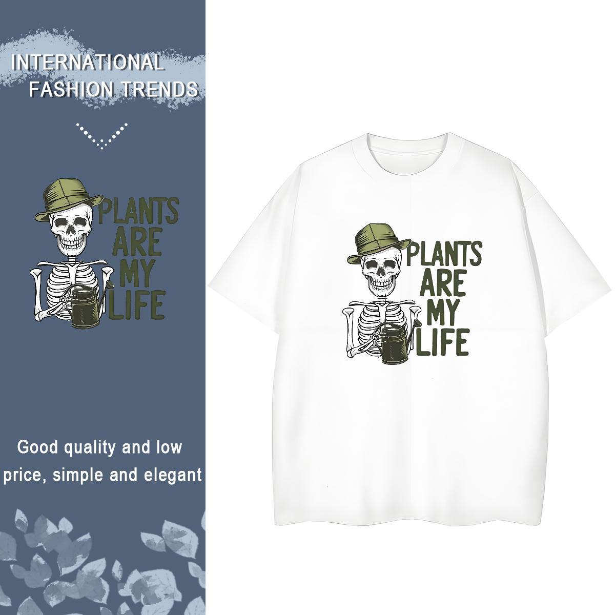 Loose T Shirt For Man 100% Cotton 230g skull Sports Casual Anime Round Neck Short Sleeve Men Tops Tees DIY Wear