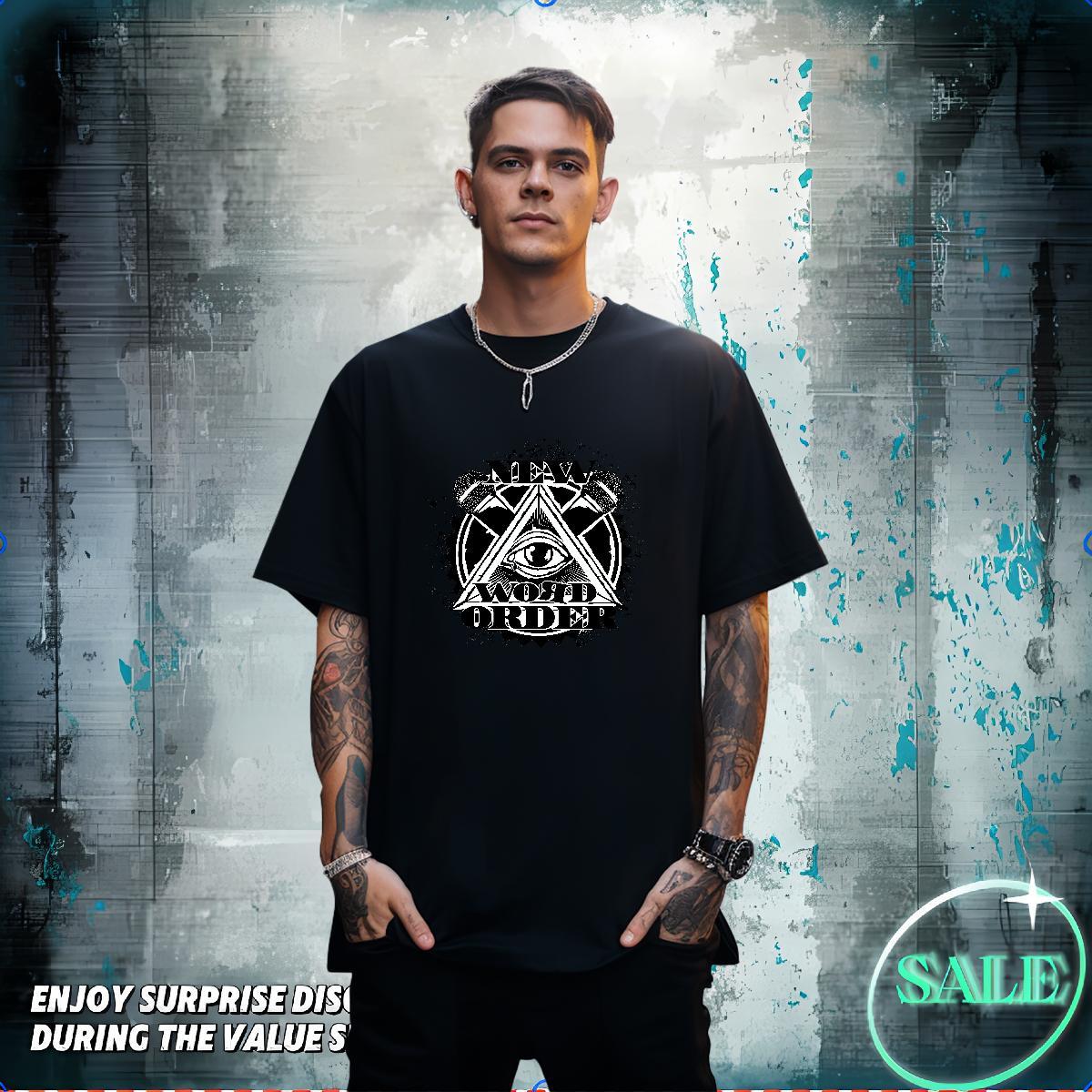 Popular T Shirt For Man 230g Pure Cotton eye of the devil Outdoor Black Oversized Crew Neck Couples T Shirts New Arrival Tops