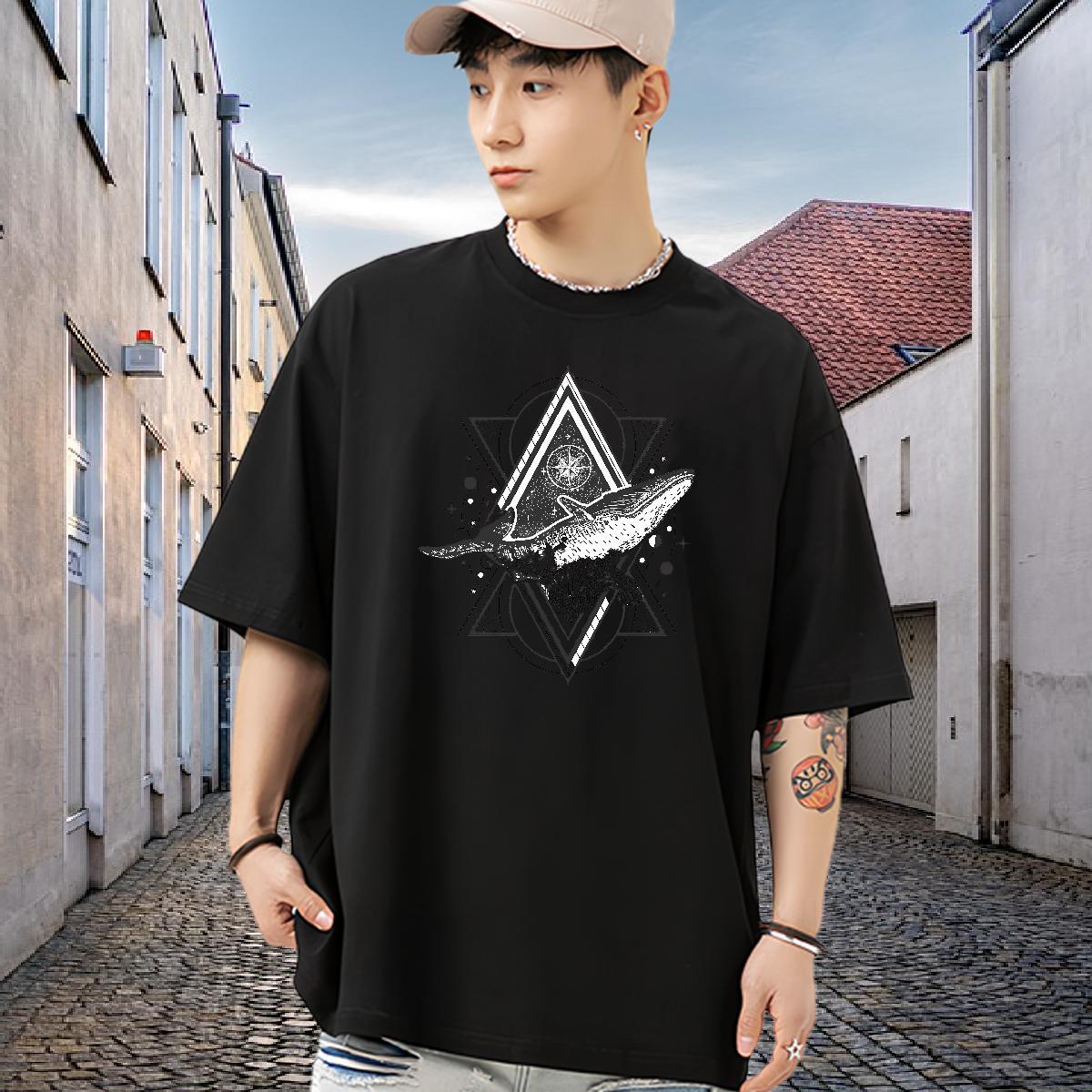 Popular T shirt 230g Pure Cotton eye of the devil Daily Outfit Custom Printing Breathable Short Sleeve Men Tops Tees 2024 Summer Clothes