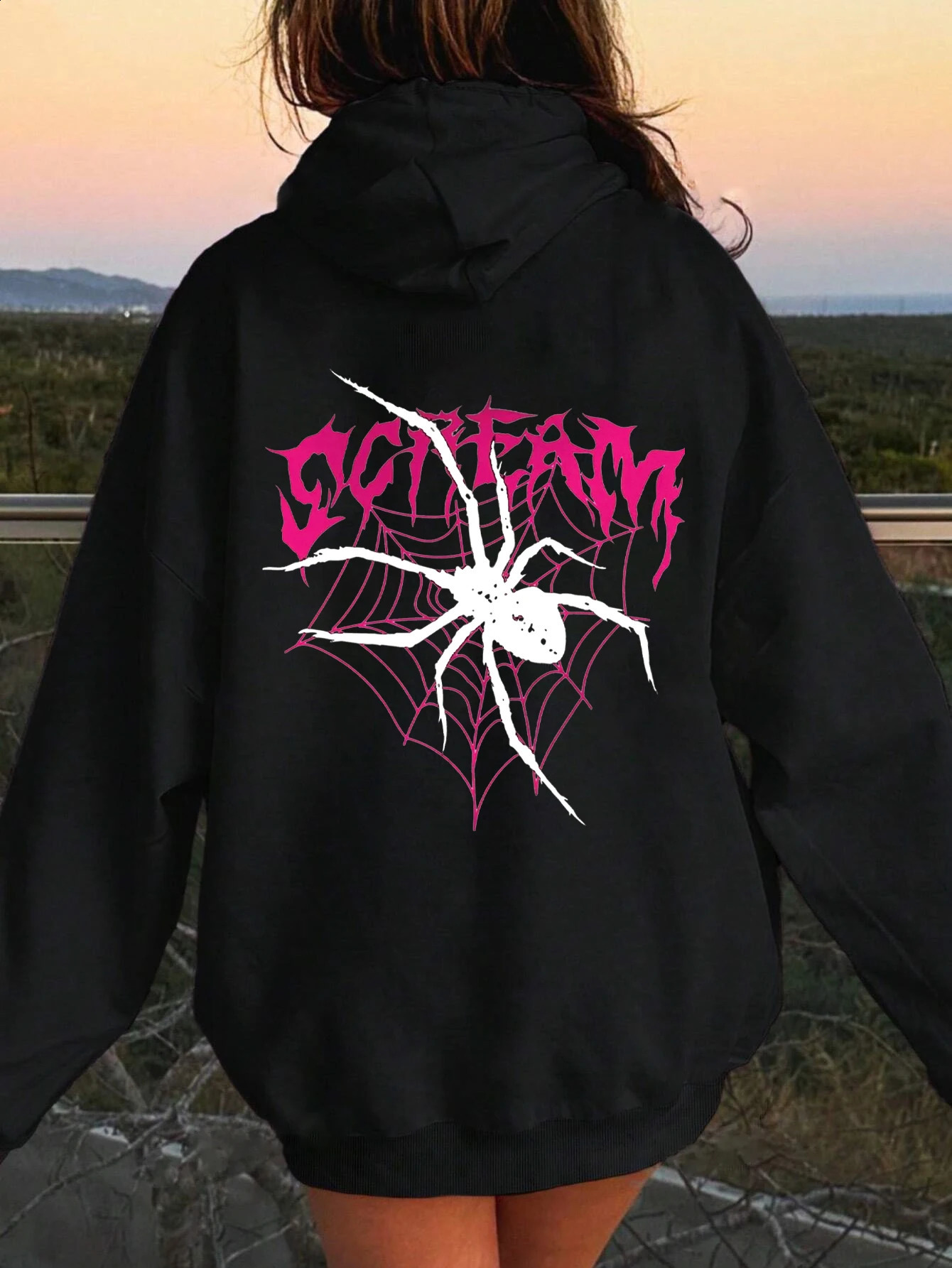 Rose Butterfly Impossible Letter Graphic Print Women Sweatshirt Fashion Warm Hooded Loose Casual Hoodies Fleece Soft Clothing 240824