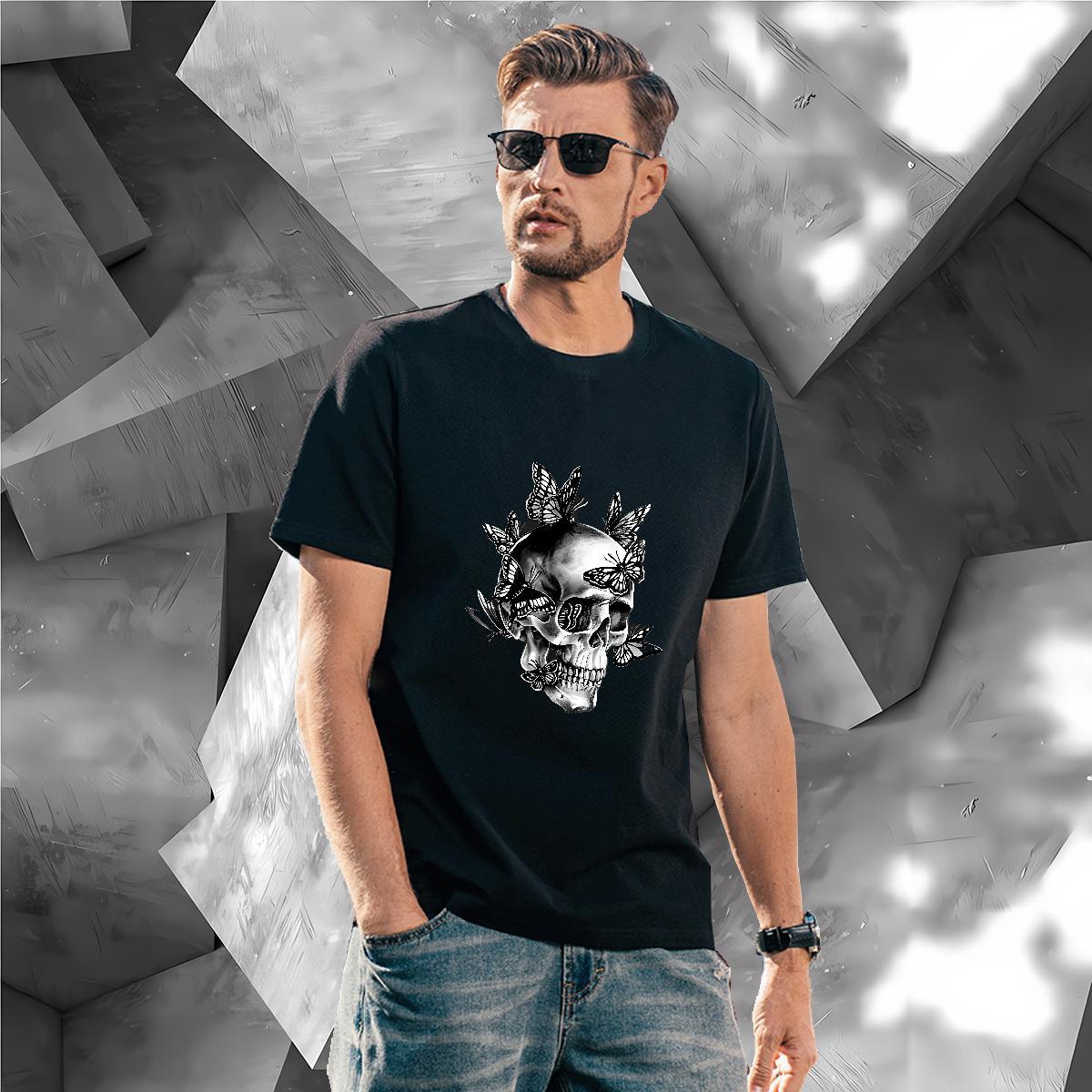 Classic T-Shirts for Men 100% Cotton 230g skull Anime Printing Street Customized Breathable Couples T Shirts Stylist Tops