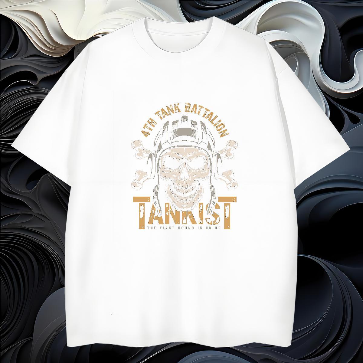 Brand T-Shirts for Men 230g Pure Cotton skull Street Cartoon Printing L-4XL Breathable Crew Neck Men Tshirts DIY Top Tees