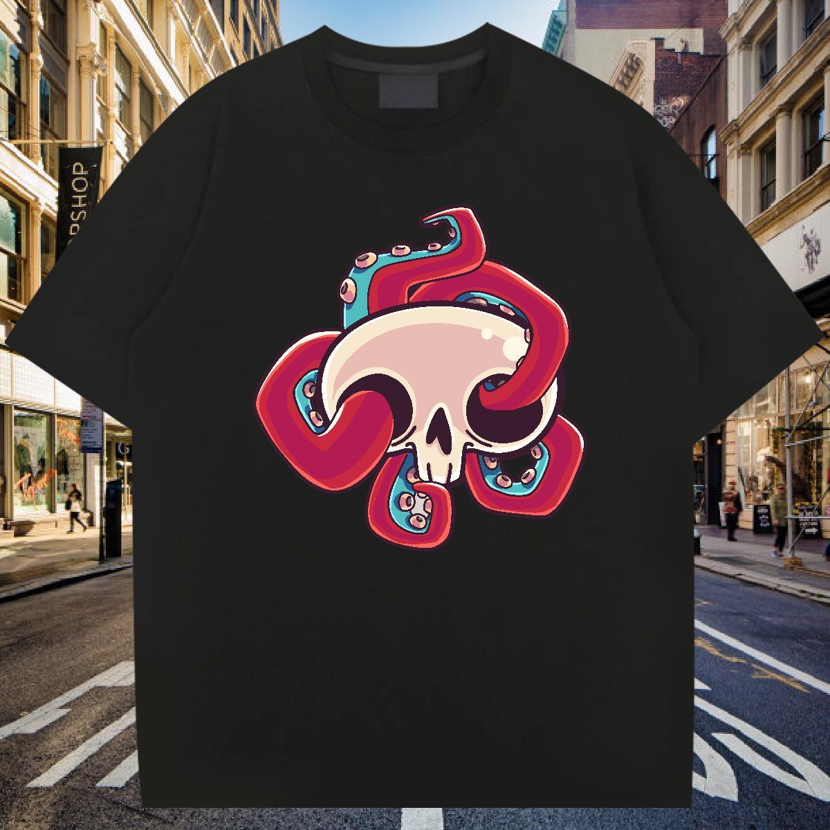 Designer Men T Shirts 230g Cotton skull High Street Hip Hop Plus Size Custom O-Neck Short Sleeve Men Tees Fashion Designer Top Tees