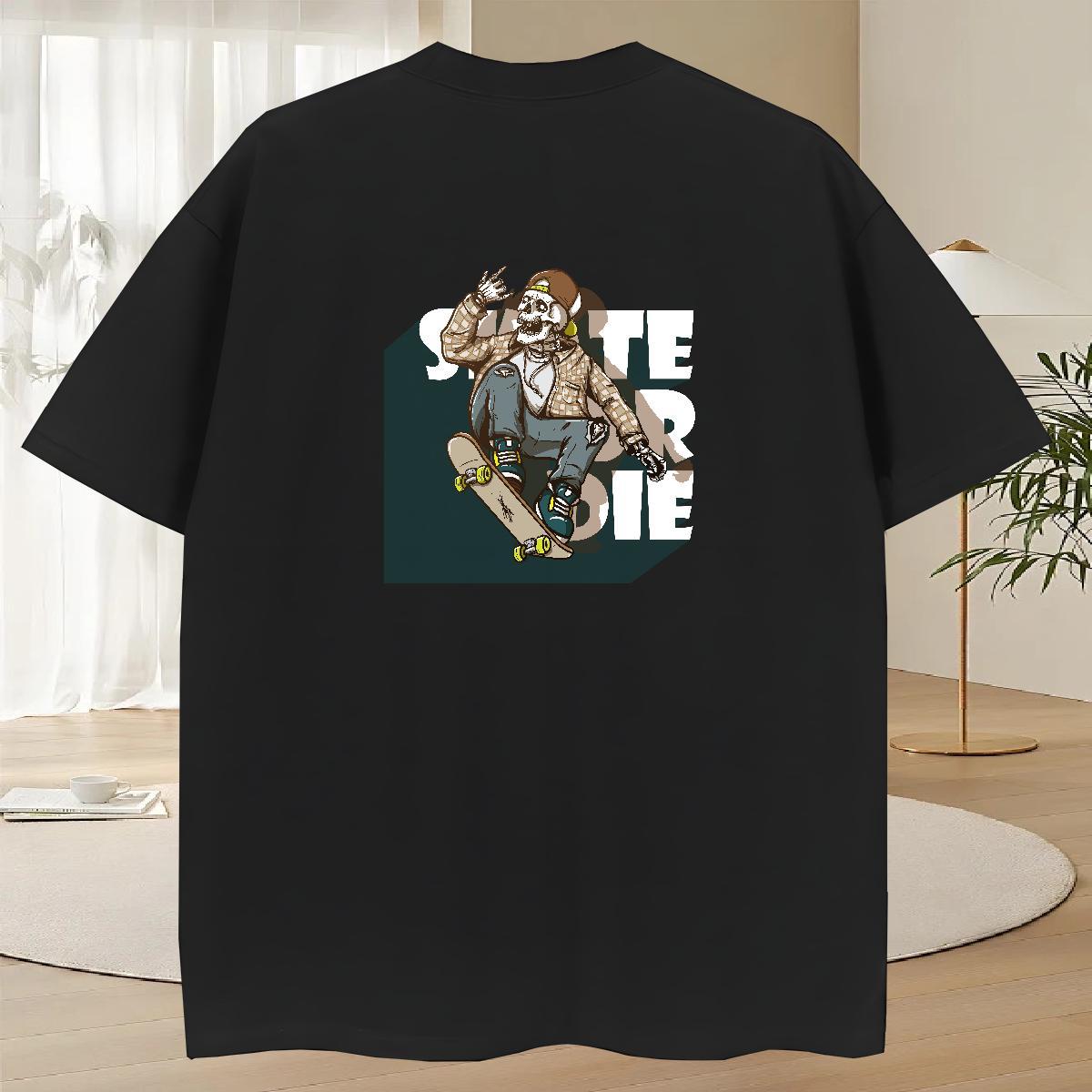 Free Shipping T shirt 230g Pure Cotton skateboarding Daily Wear Custom Print Oversized Breathable Short Sleeve Mens Tshirts 2024 Summer Tee Shirt