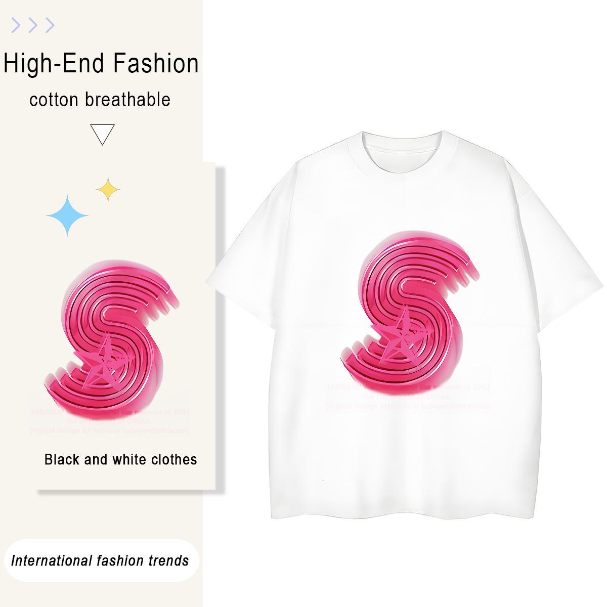 Popular Women Tees 230g Pure Cotton letter Daily Outfit T shirt Breathable Soft DIY Logo Tee Shirt