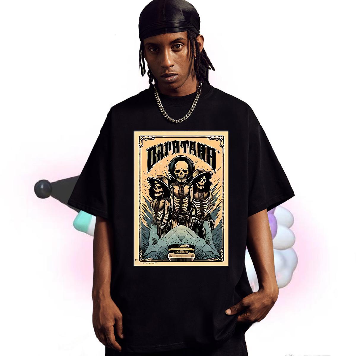 TOP Quality T-Shirts 230g Pure Cotton skull Street Asian Size Breathable Short Sleeve Mens Tshirts 2024 Tee Shirt
