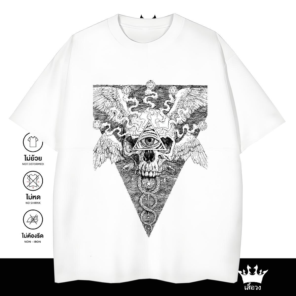 Loose T Shirt For Man 230g 100% Cotton eye of the devil Casual Daily Wear Cartoon Printing L-4XL Breathable Short Sleeve Couples T Shirts Fashion Desi