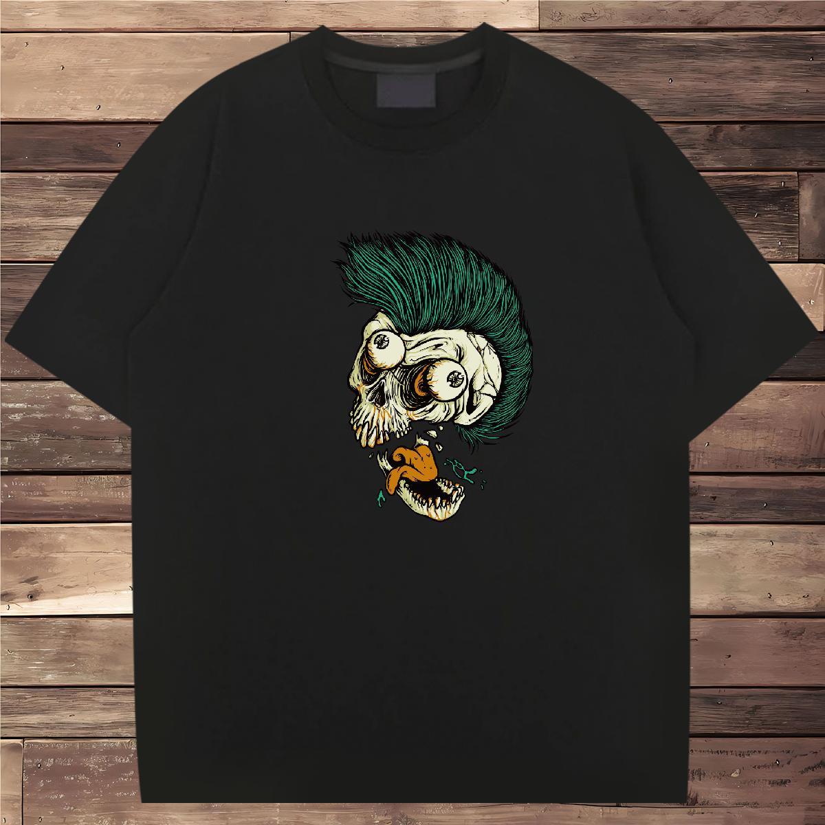 High Quality T Shirt For Man 230g 100% Cotton skull Outdoor Custom Printing Breathable Short Sleeve Men Tees New Top Tees