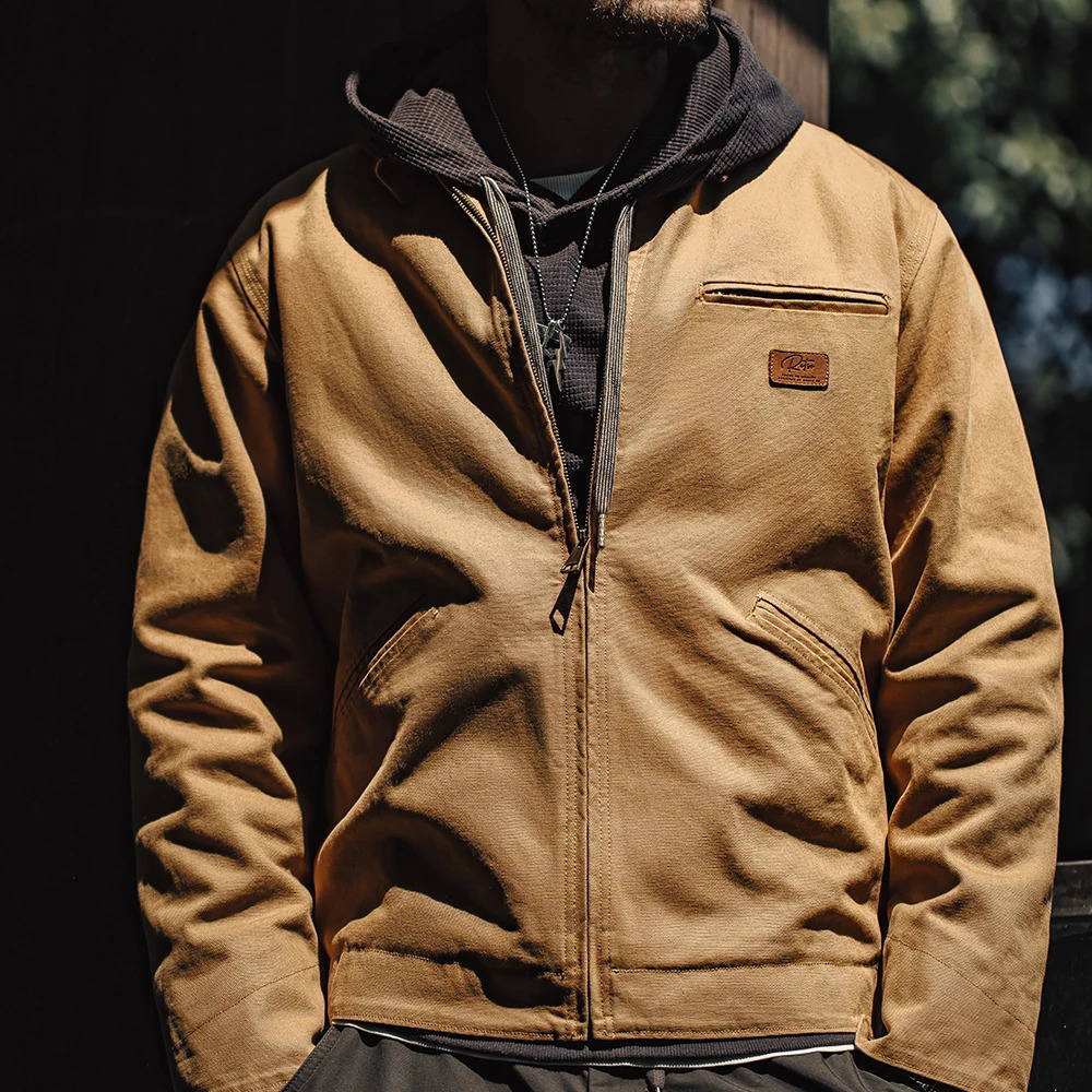 Maden Vintage Detroit Hunting Jackets Men J001 Turndown Collar Coats Heavyweight Cotton Jacket MultiPocket Casual Clothes 240824