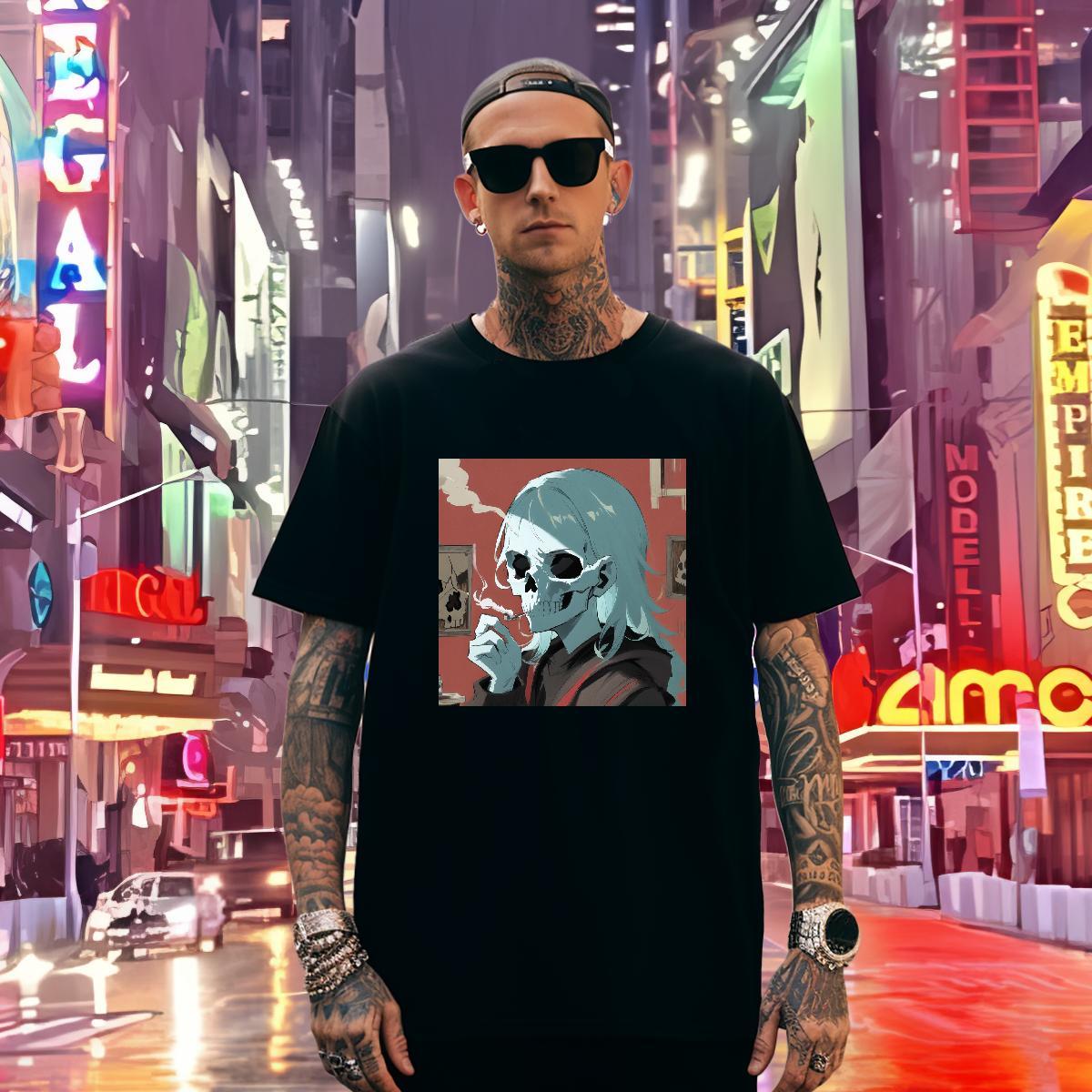 Cool Design T shirt 230g Cotton skull Outdoor DIY Printed Pure Cotton Men Tshirts Designer Clothings