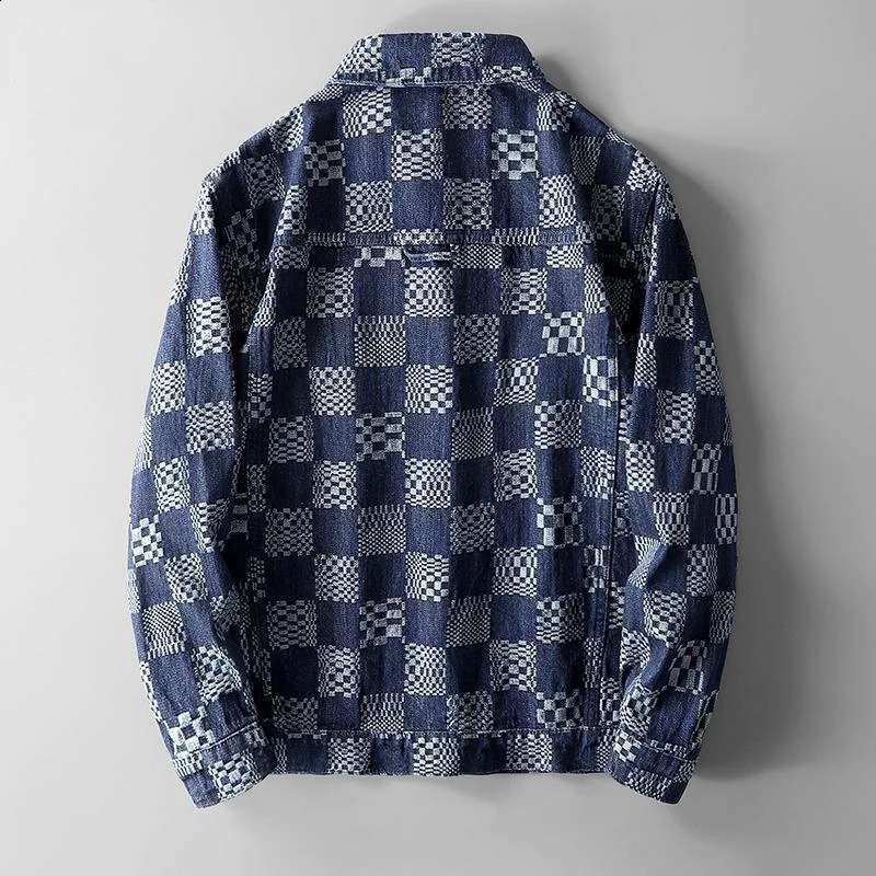 Spring and summer loose checkerboard plain casual jacket fashionable personalized jacquard denim 240824