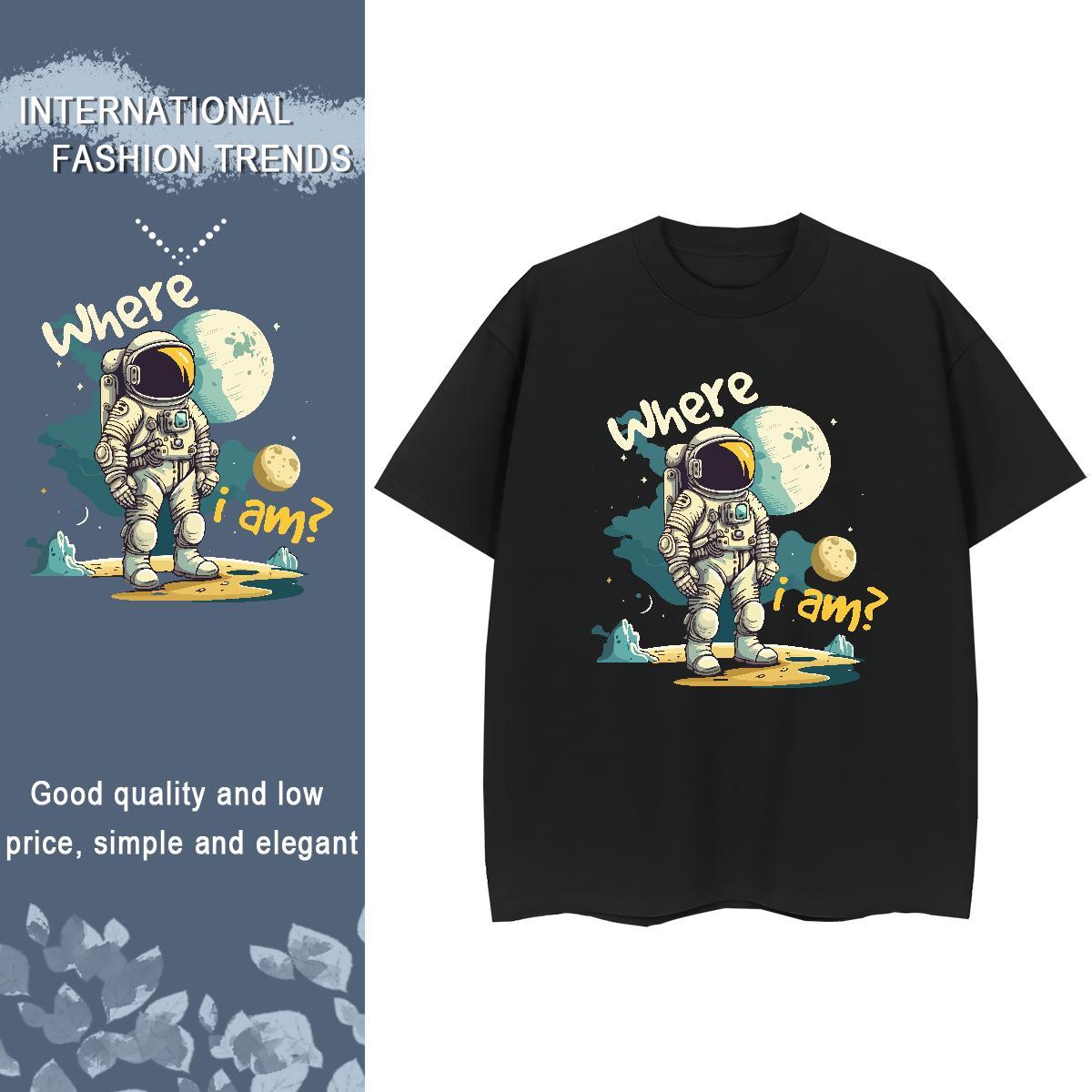 Designer Tshirt for Man Woman 230g Pure Cotton cosmonaut Street Casual Womens T Shirts Short sleeve Soft Custom Cartoon Tshirts