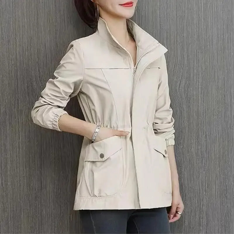 Customized UZZDSS Women Double Layer Windbreaker Autumn Casual Slim Coat Fashion Stand-Up Collar Ladies Jacket 240824