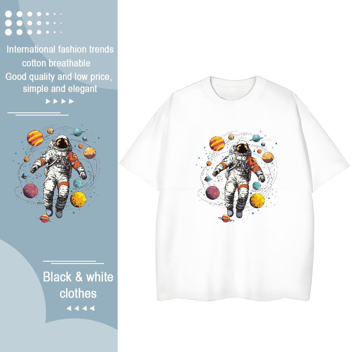 Wholesale Unisex Tshirts 230g Cotton universe Casual Daily Wear Woman T Shirts Breathable Plus Size Cartoon Clothes Shirt