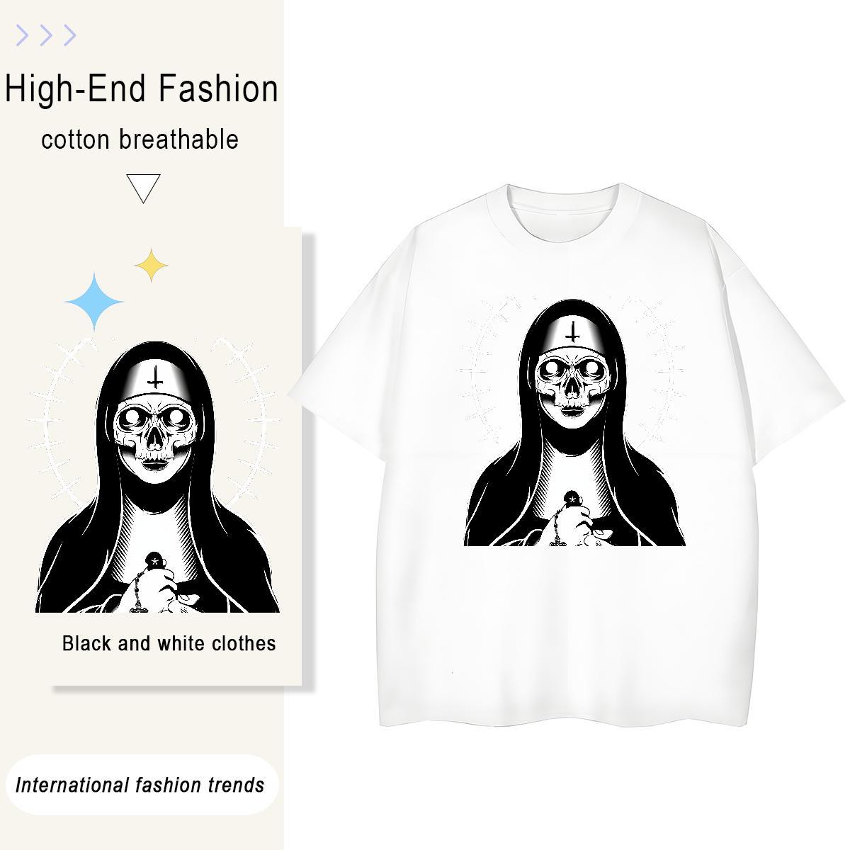 Wholesale Unisex Tshirts 100% Cotton 230g nun Sports Street Wear Woman T Shirts Breathable DIY Logo Clothes