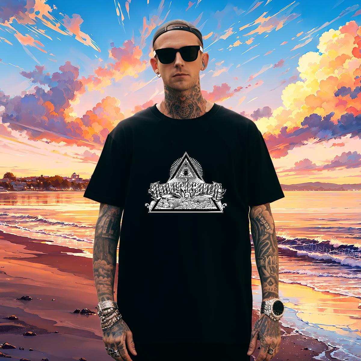 Soft Man T Shirts 230g Cotton eye of the devil Outdoor DIY O Neck Short Sleeves Men Tshirts Fashion Casual Wear