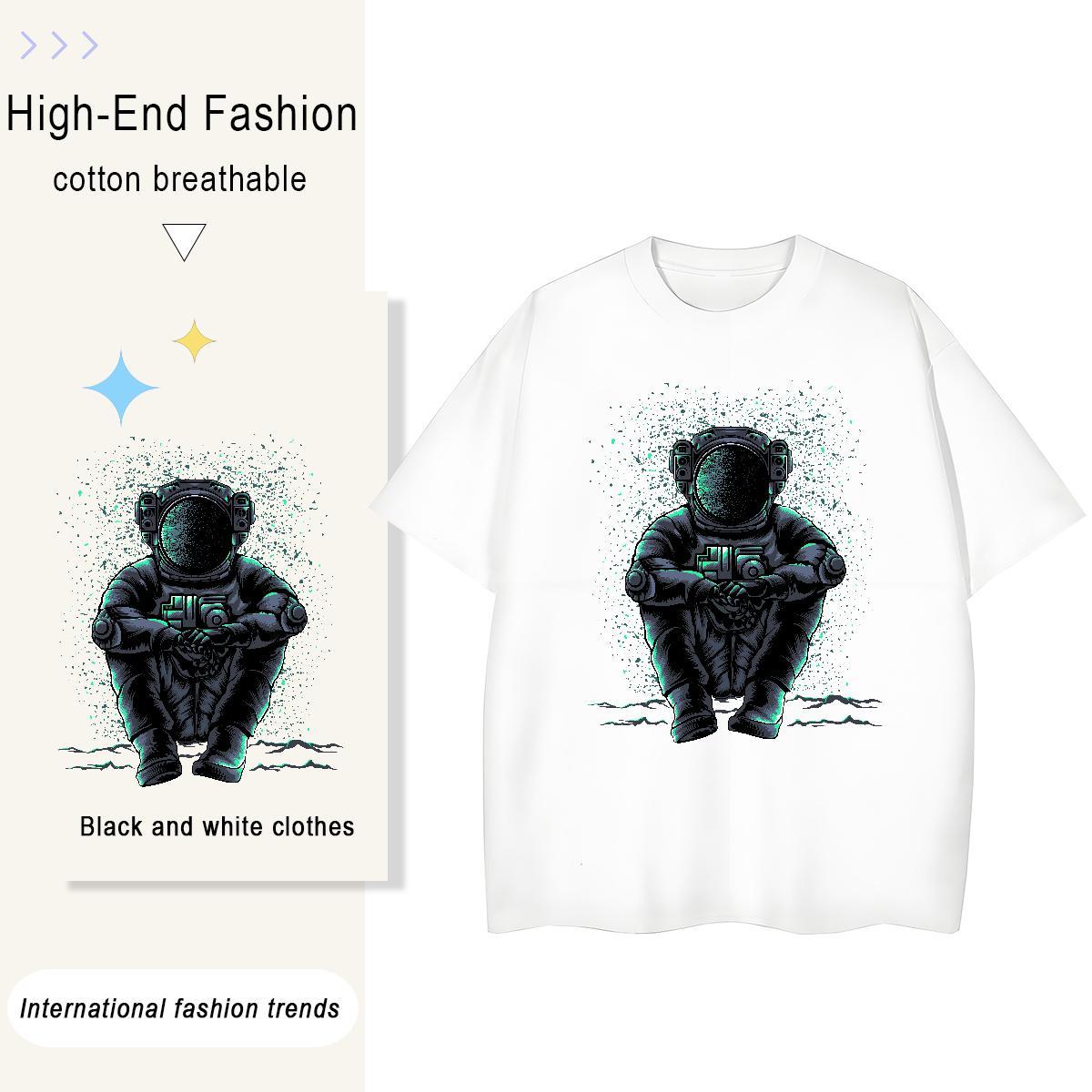 Designer Nice Women Tshirts 100% Cotton 230g spaceman Sports Street Wear T Shirt For Woman Breathable Crew Neck Graphic Tops Shirt