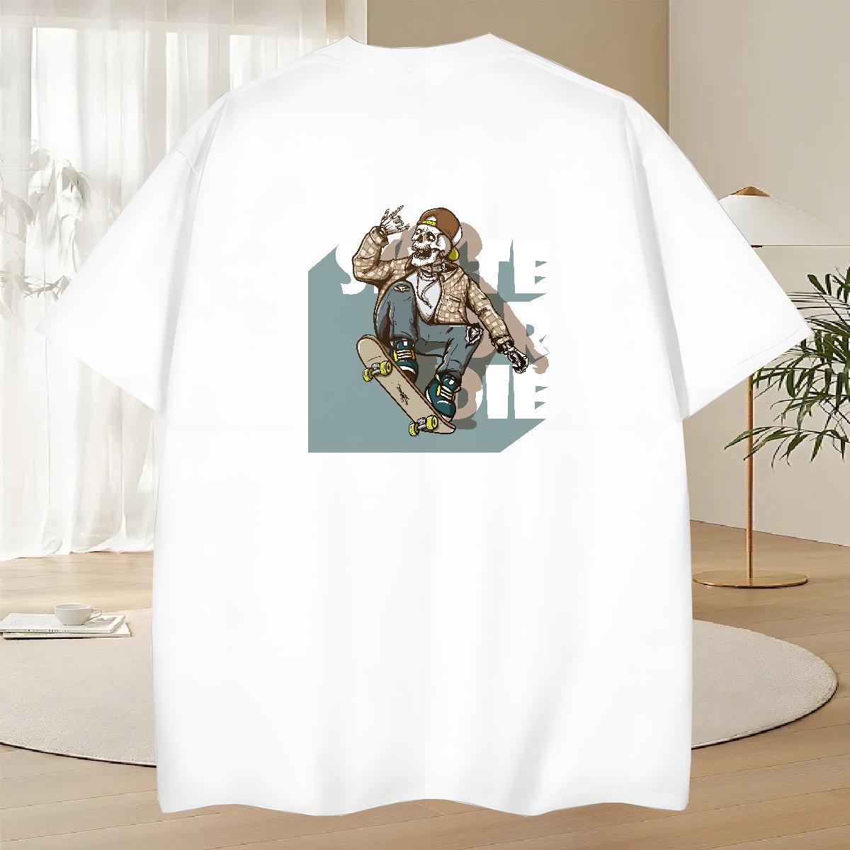 Free Shipping T shirt 230g Pure Cotton skateboarding Daily Wear Custom Print Oversized Breathable Short Sleeve Mens Tshirts 2024 Summer Tee Shirt