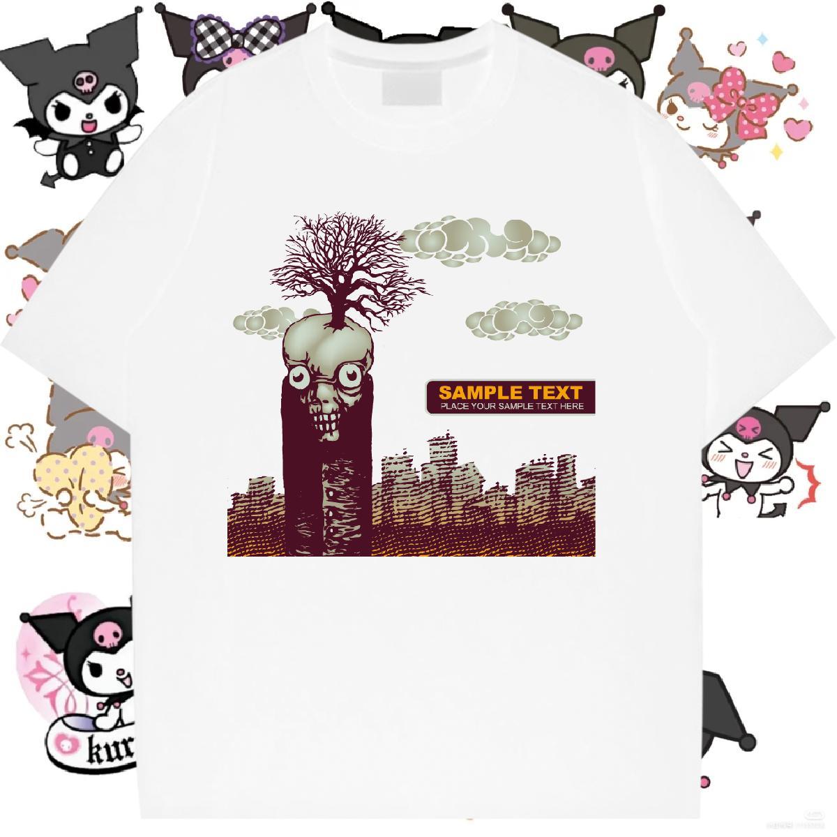 Female Woman Tshirt 230g Pure Cotton scary Outdoor Women T Shirts Breathable Short Sleeve Custom Print Plus Size Top Tees