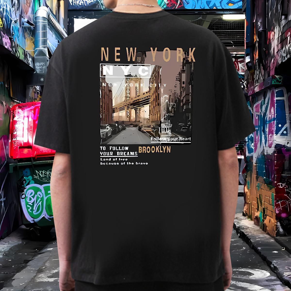 Designer Man T Shirts 100% Cotton 230g New York High Street Hip Hop Plus Size Cartoon Breathable Mens Tshirts Customized Tops