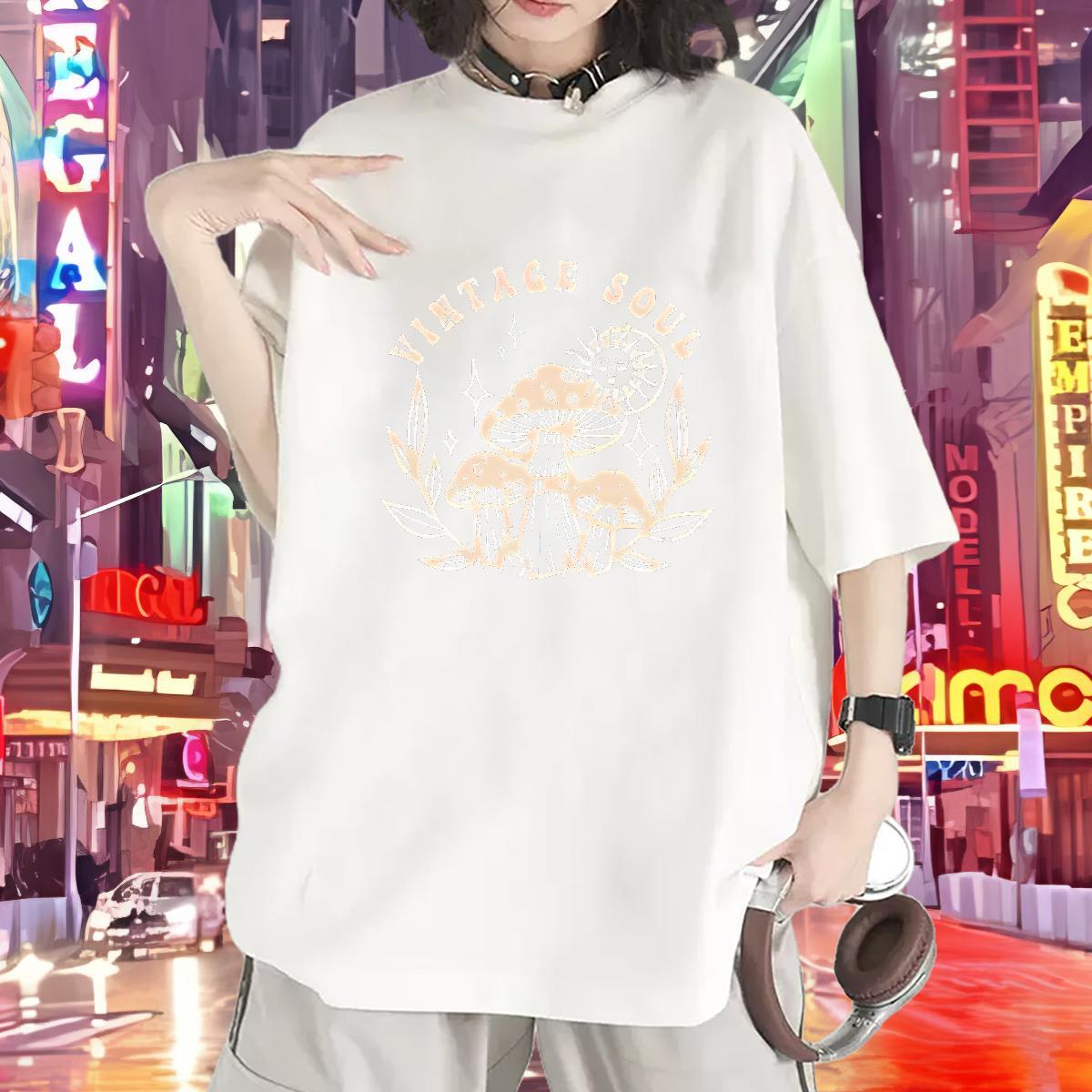 Loose fit Couples T Shirts 100% Cotton 230g painting Daily Outfit Woman T Shirts Breathable Crew Neck Graphic Wear