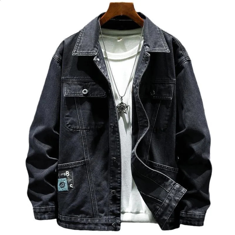 SpringSummer Solid Color Cotton Large Denim Jacket Mens Casual Relaxing Comfortable Breathable 240824