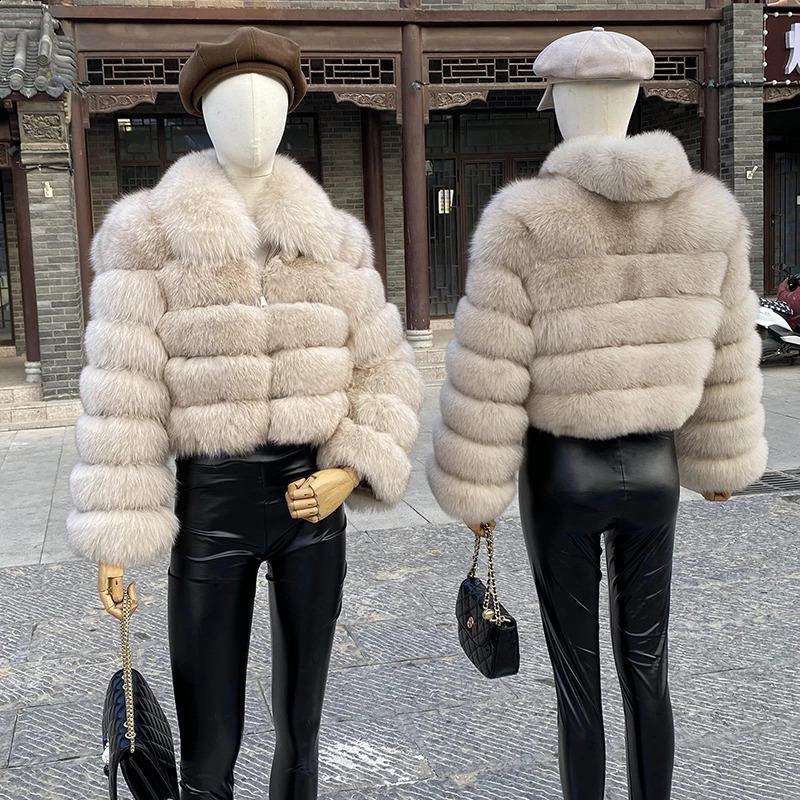 fur coat womens real fox big collar mask full length sleeves natural leather jacket autumn and winter clothing 240824