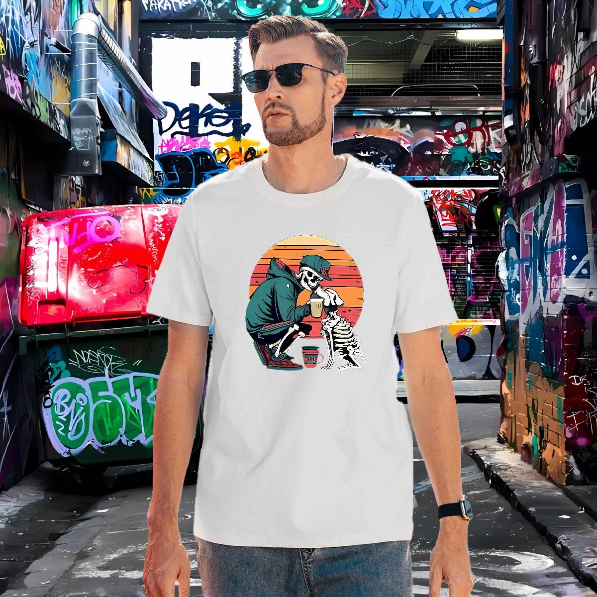 Loose Fit Mens T Shirts 230g Cotton skull Casual Daily Wear Custom Printing Breathable Crew Neck Couples T Shirts Fashion Casual Tops Tees