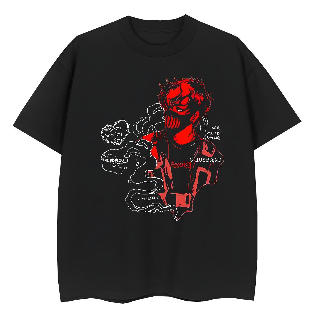 Soft Woman Tshirt 230g Pure Cotton blood Street Casual Woman T Shirts O Neck Short Sleeves Cartoon Floral Printing Tops