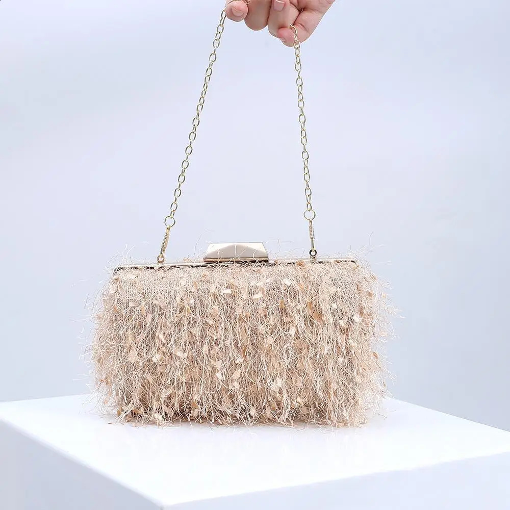 Korean style wedding clutch purse handbags with tassel fashion crossbody shoulder sling bag women trendy 240824Z
