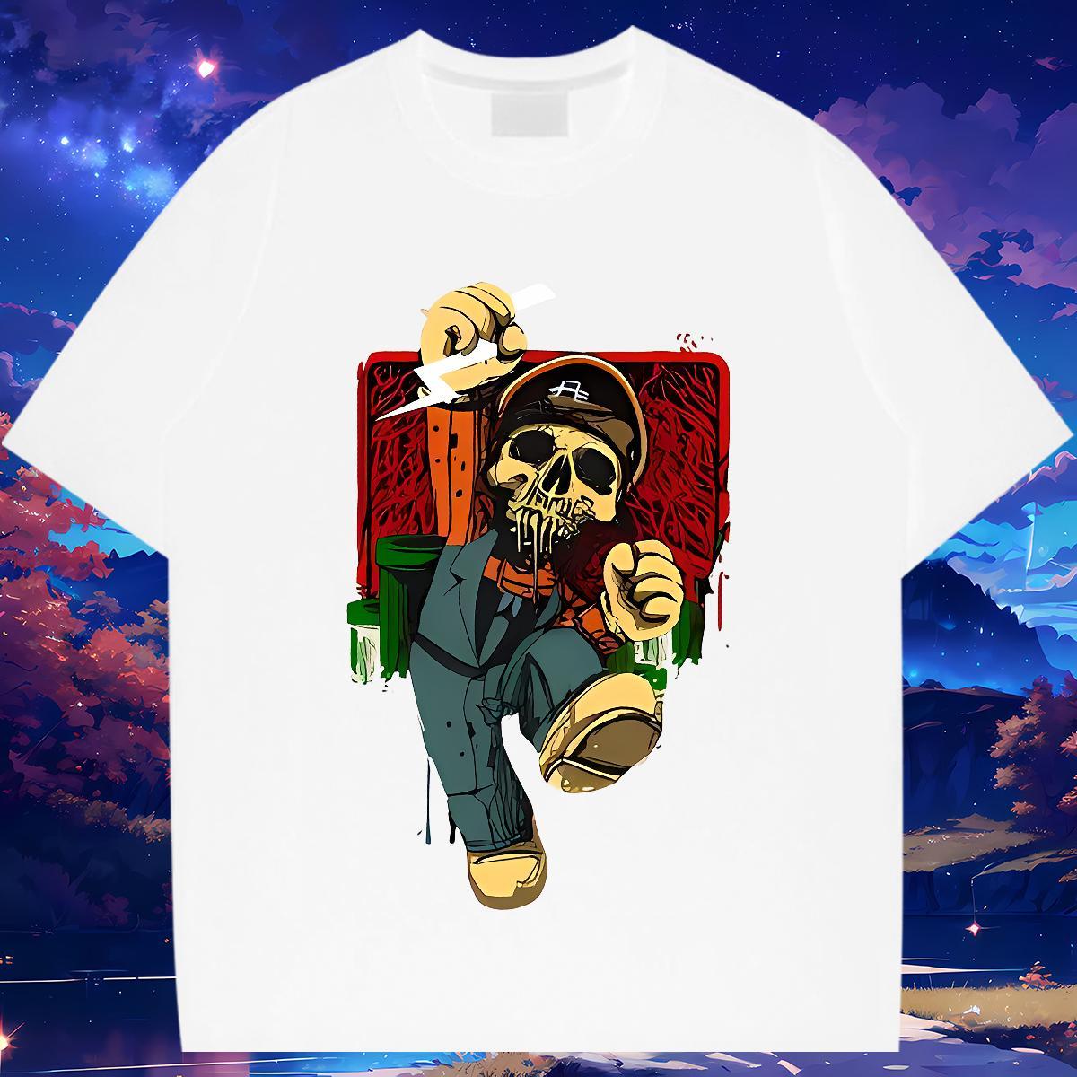 Loose Fit T shirt 100% Cotton 230g skull Spring Summer Plus Size Custom Round Neck Short Sleeve Men Clothes T-Shirt Stylist Polos