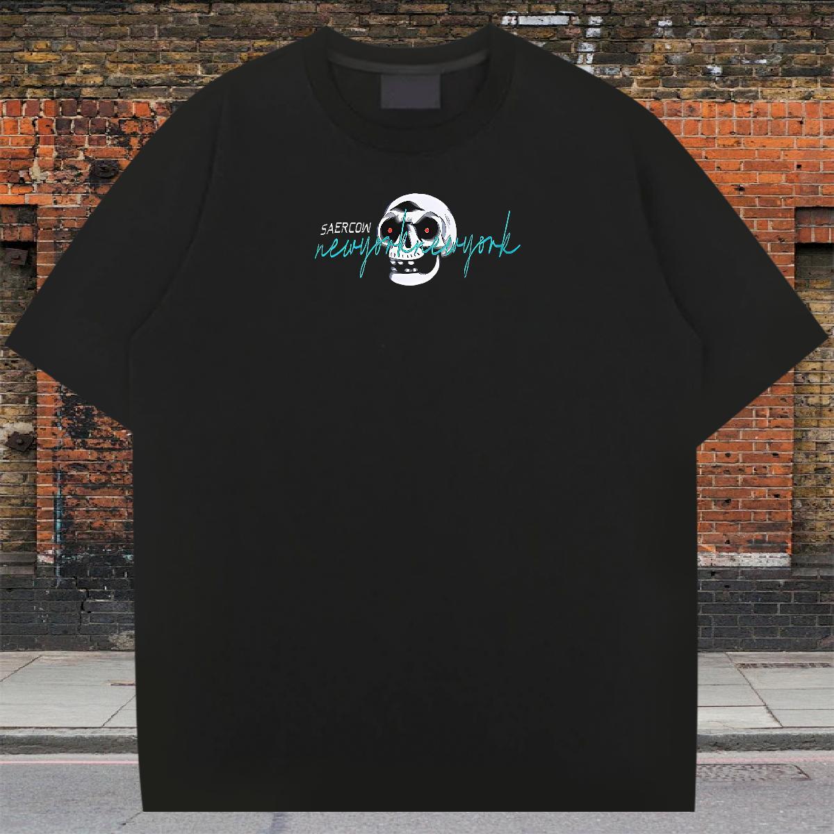 TOP Quality Men T Shirts 100% Cotton 230g skull Home Outdoor Custom Anime Breathable Short Sleeve Tshirt for Man Woman Classic Clothings