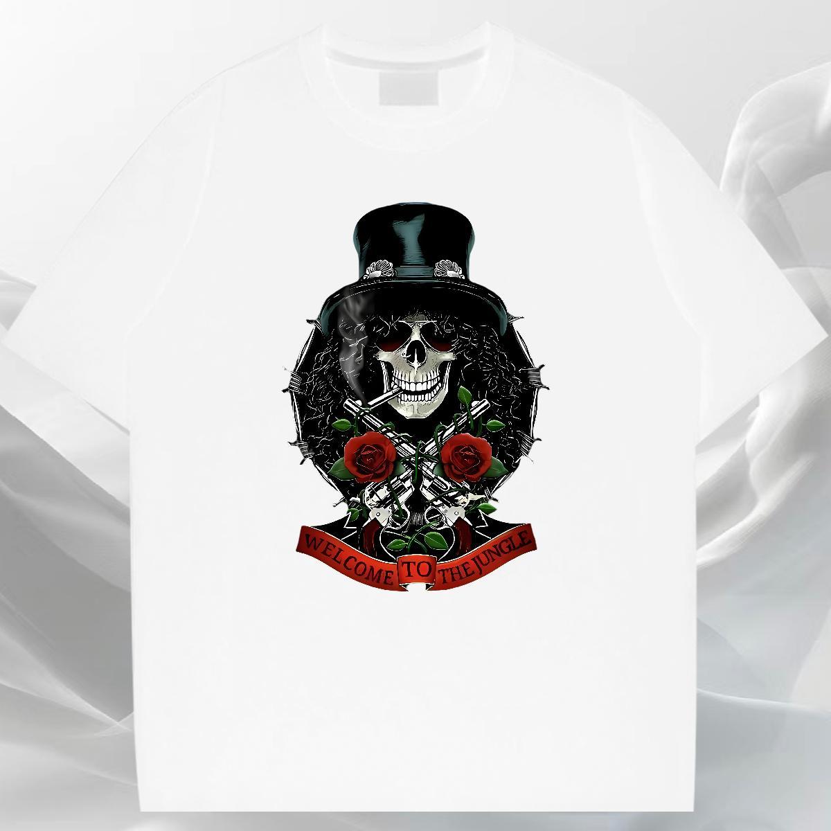 Soft T-Shirts 230g 100% Cotton skull Sport Floral Print Breathable Soft Tshirt for Man Woman 2024 DIY Tshirts