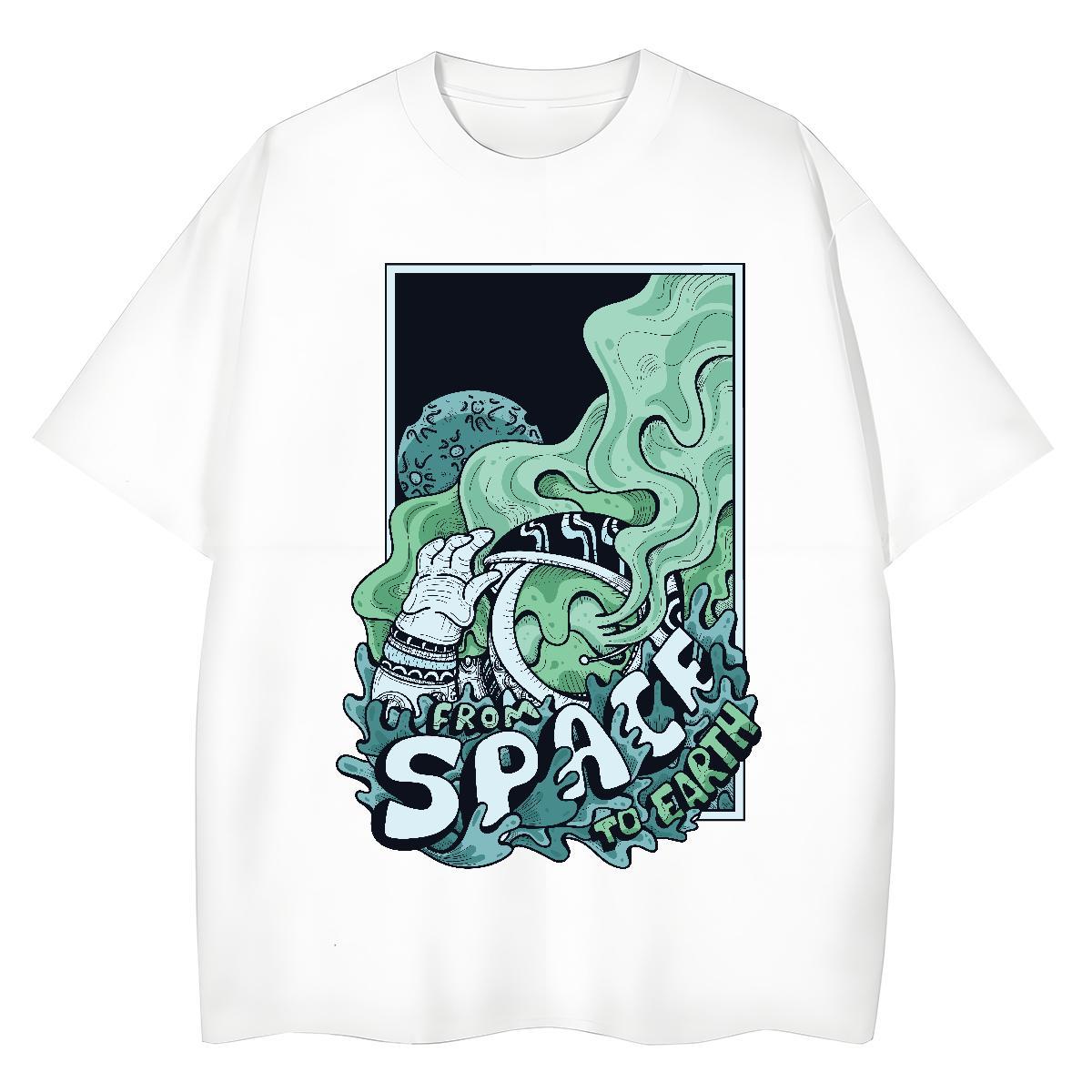 5A Couples T Shirts 230g 100% Cotton universe Home Outdoor T Shirts Women Round Neck Short Sleeve Skull Tops Shirt