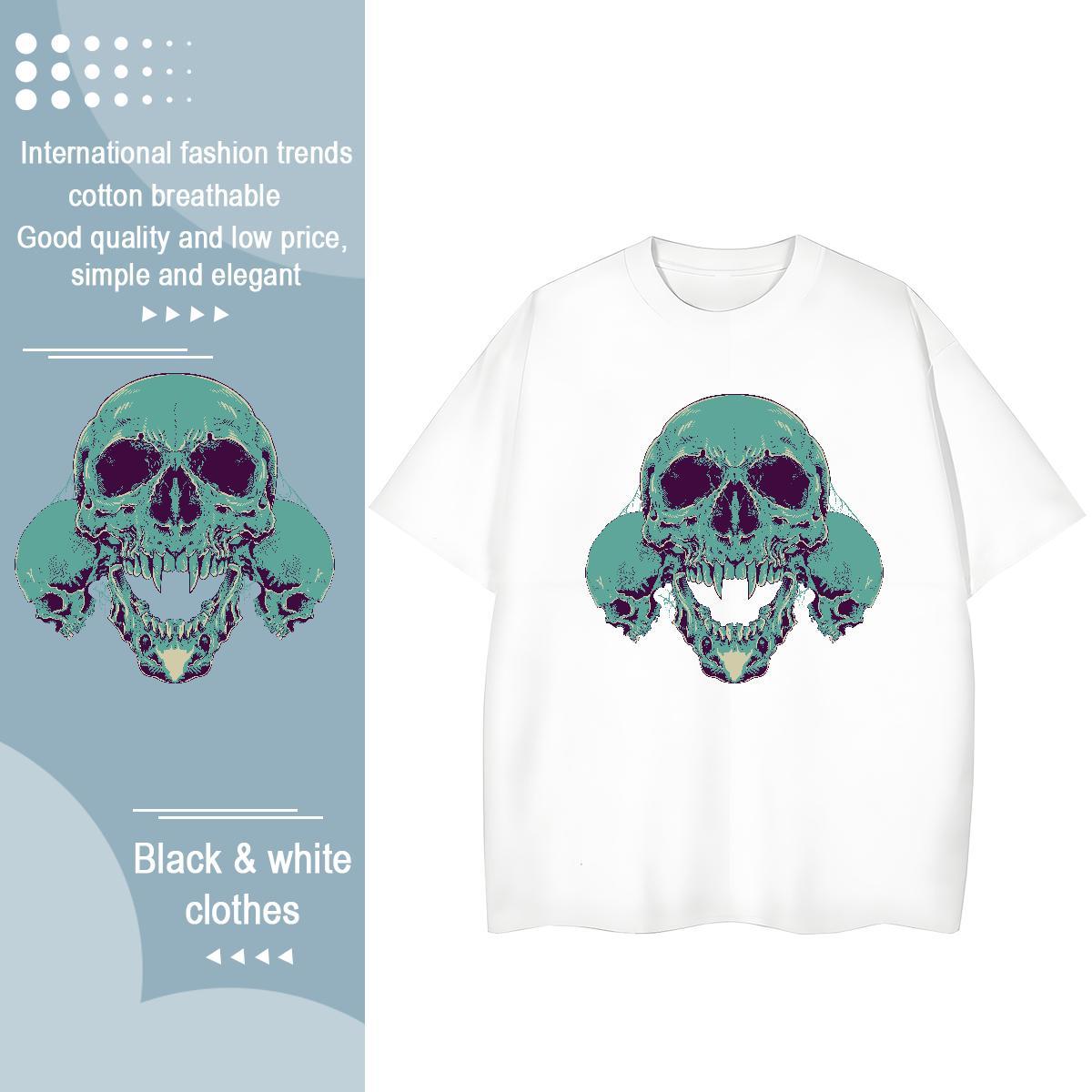 Brand Men T Shirts 230g 100% Cotton skull Street wear Hip Hop Customized Breathable Soft Men Clothes T-Shirt New Tops Shirt