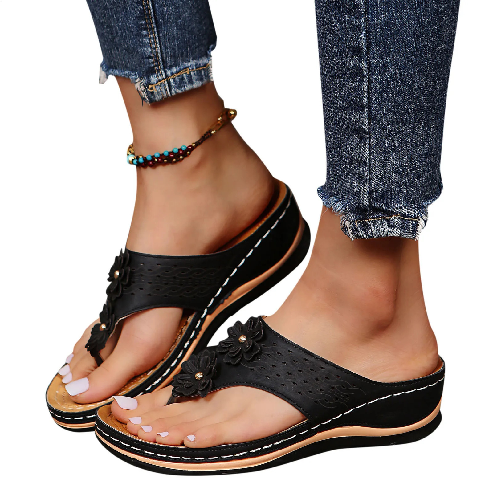 Flip up womens platform flip up 2024 summer flat bottomed slider clamp flip up slider T with sandals Plus size 36-43 240823