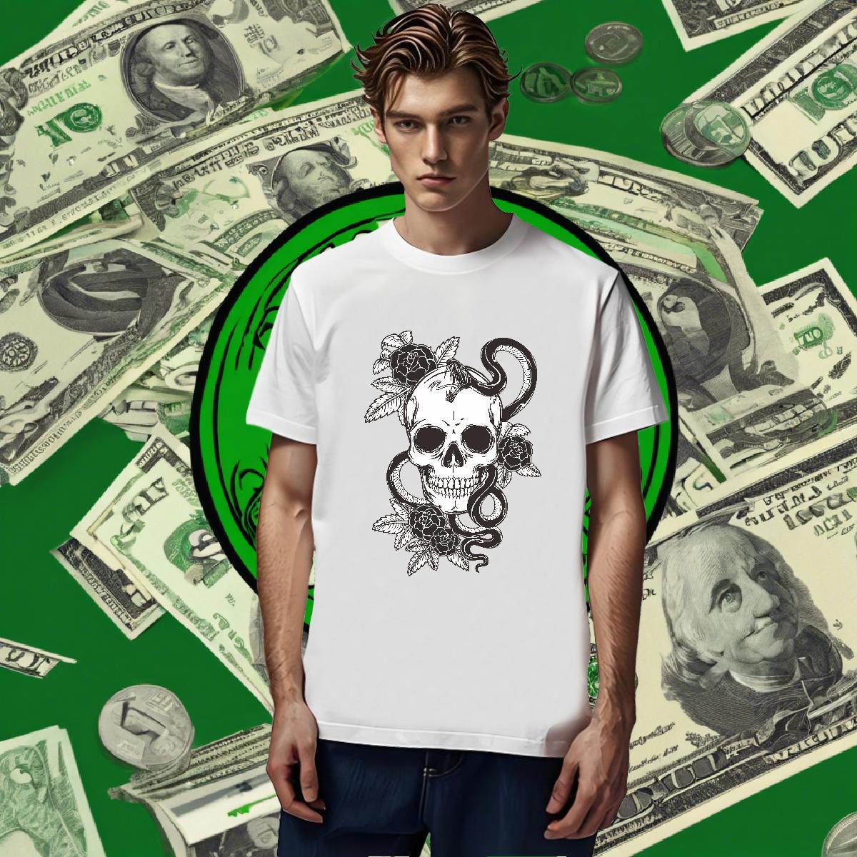 Comfortable T Shirt For Man 230g Cotton skull Street Casual Custom Cartoon Short Sleeve Soft Men Tshirts Customized Clothings