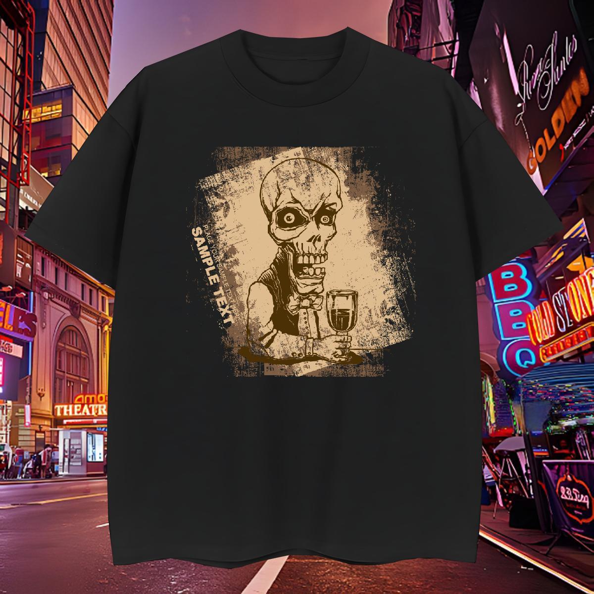 Loose Fit T Shirts Men 230g Pure Cotton skull Casual Beach Plus Size Custom O Neck Short Sleeves Men Clothes T-Shirt 2024 New Tops