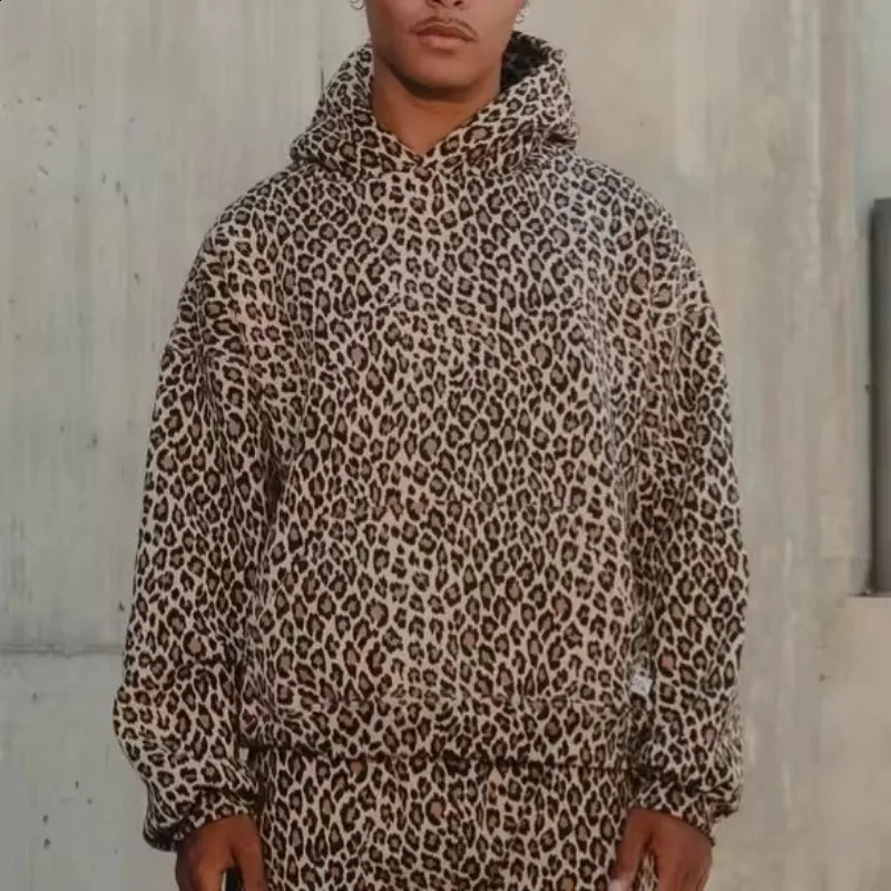 DEEPTOWN Leopard Print Hoodies Women Y2k Streetwear Hip Hop Oversize Harajuku Cheetah Print Hooded Sweatshirt Vintage Autumn 240824