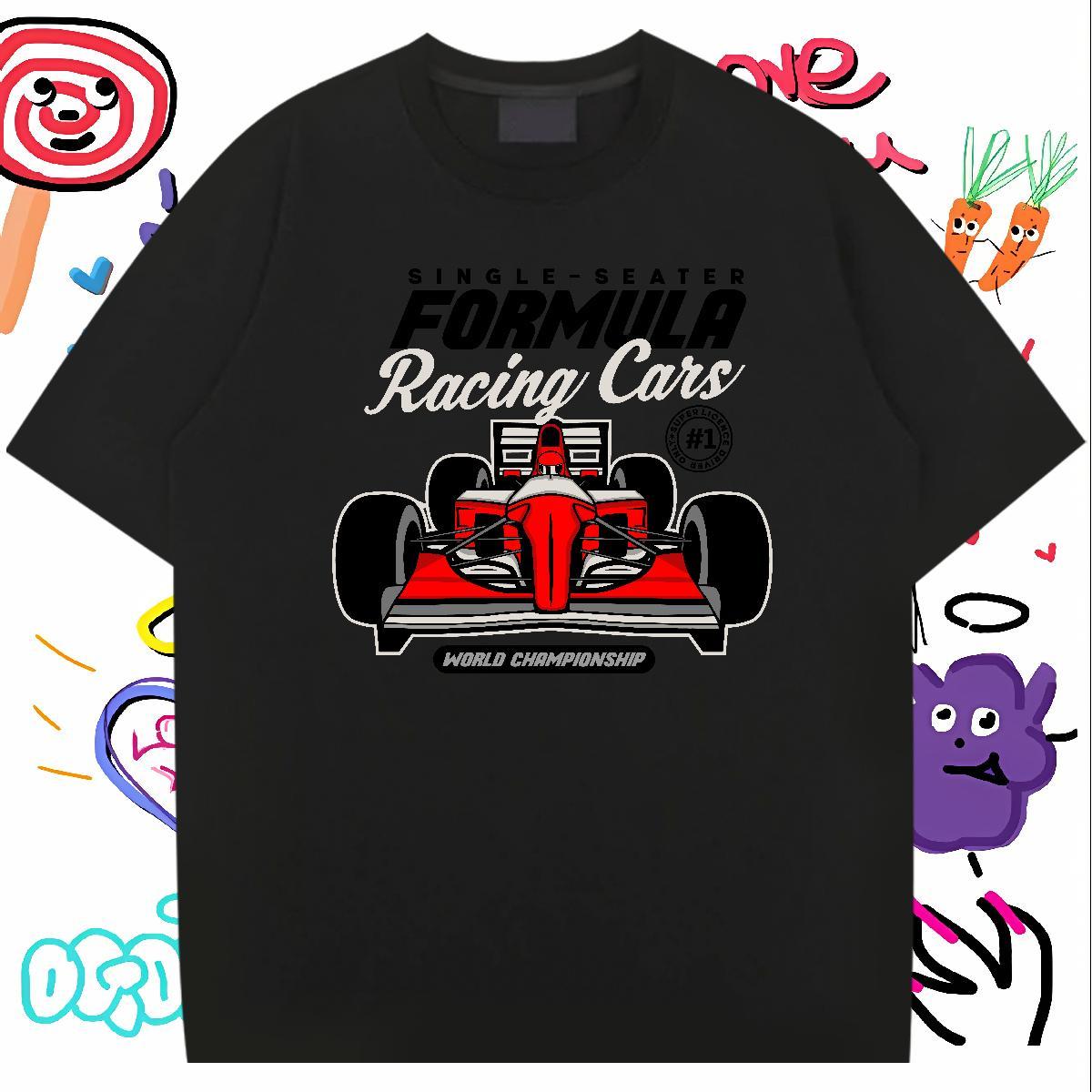 Classic T Shirts Men 230g Cotton go-kart Daily Wear Graphic Crew Neck Mens Tshirts Wholesale Tops Shirt