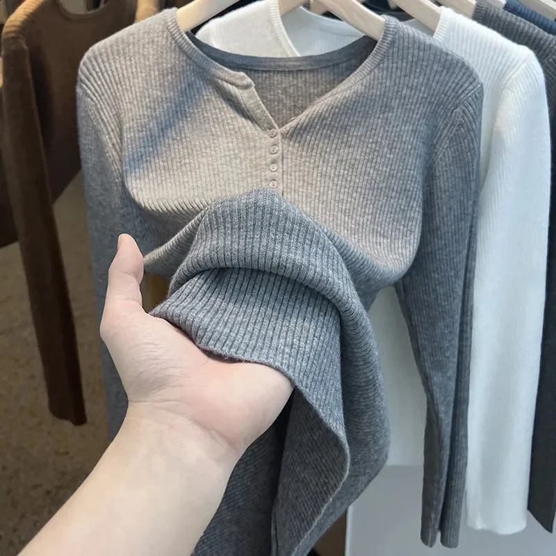 Spring Autumn Womens Sweater Pullovers Spring Warm Slim Bottoming Shirt Long Sleeve Casual Pull Femme Knitwear Jumpers 240824