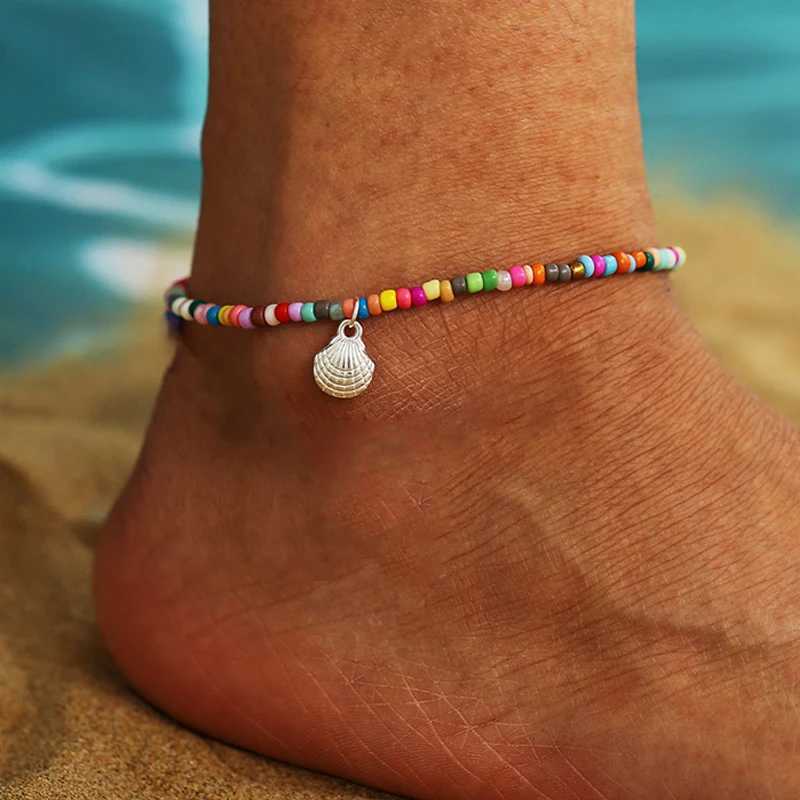 Bohemian Colorful Turkish Eyes Anklets for Women Butterfly Flower Zircon Shell Cat Ankle Bracelet Summer Beach Foot Leg Jewelry Y240920