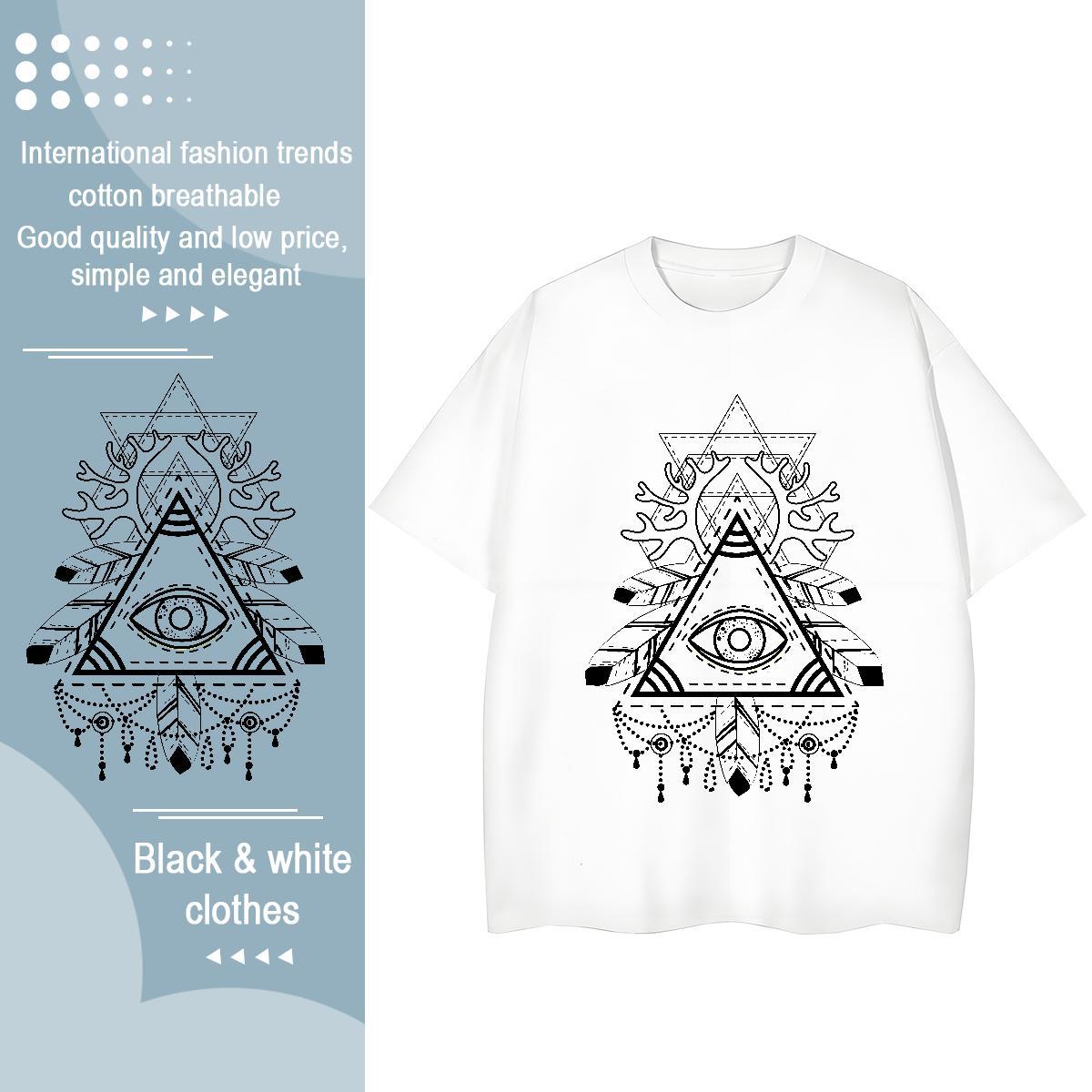 Cool T shirt 230g Cotton eye of the devil High Street Hip Hop Plus Size Custom Pure Cotton Men Tops Tees Designer Fashion Tees Shirts