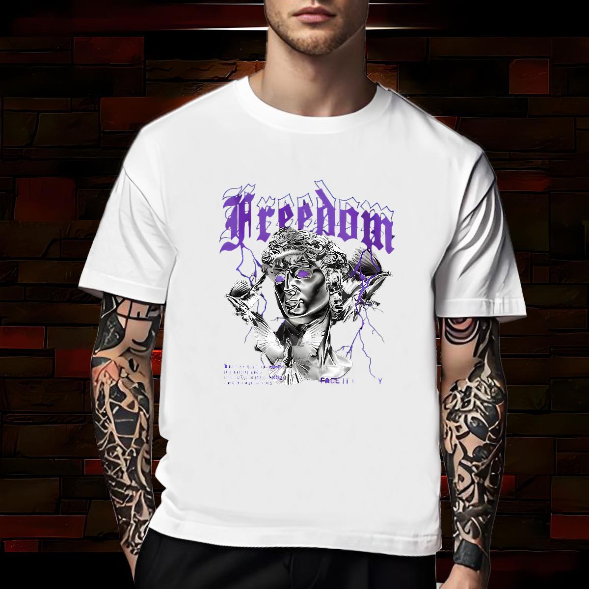 Unisex Man T Shirts 230g Cotton portrait Hip Hop Street Cartoon Print Short Sleeve Soft Men Tshirts Classic Tops Shirt