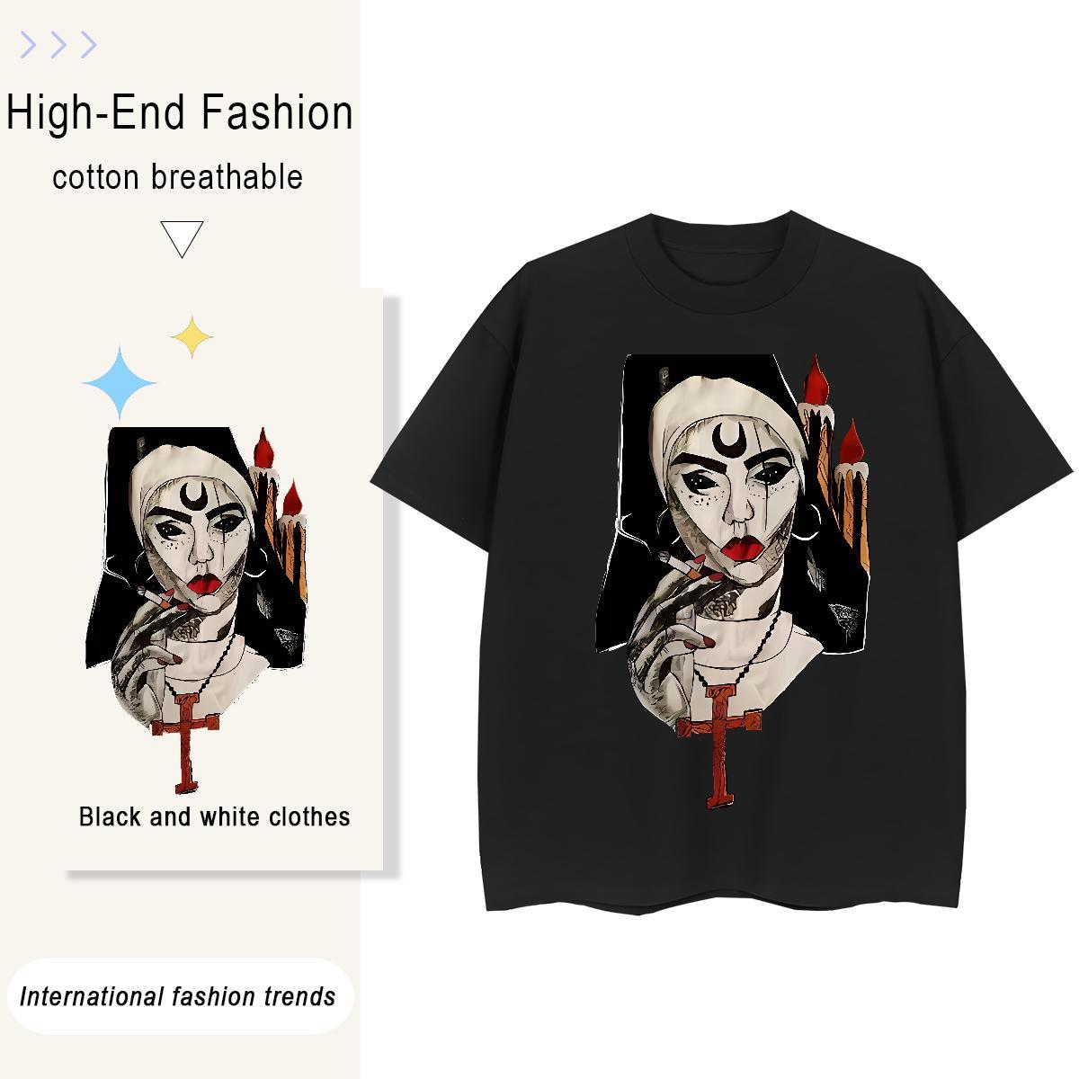 Designer Couples T Shirts 230g 100% Cotton cross Daily Wear T Shirts Women Crew Neck Custom Print Plus Size Clothings