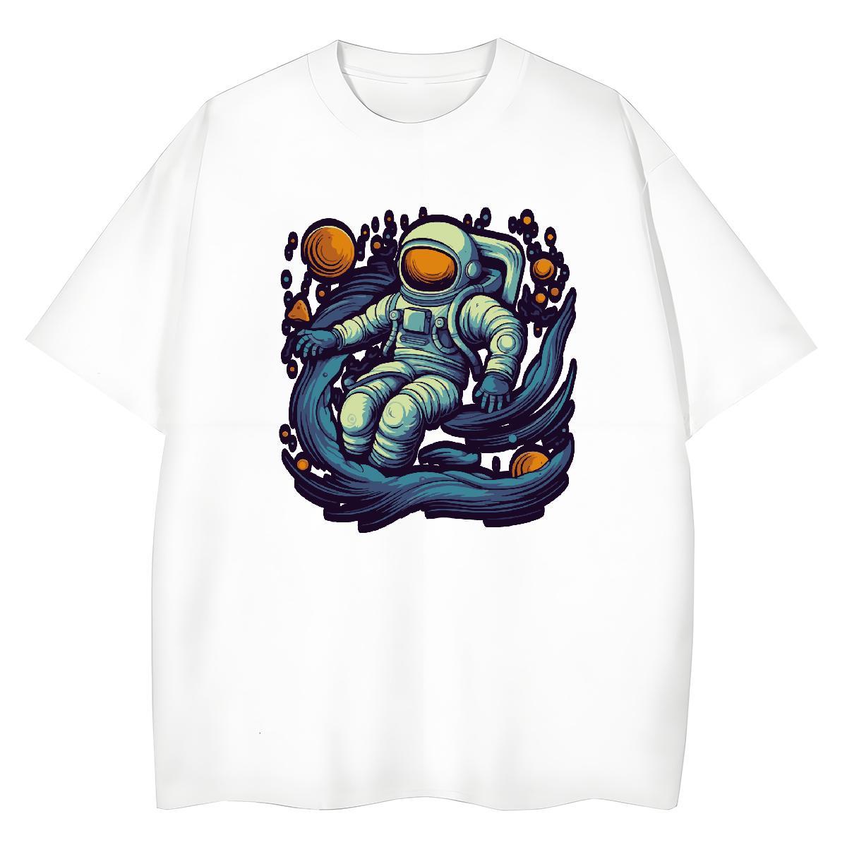Comfortable Unisex Tshirts 230g Cotton universe Street Woman T Shirts Breathable Crew Neck Anime Oversized Tops