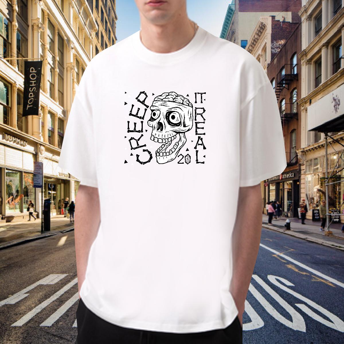 Unisex Mens T Shirts 230g Pure Cotton skull Anime Printing Street Custom Print Oversized O-Neck Short Sleeve Couples T Shirts Fashion Design Clothes