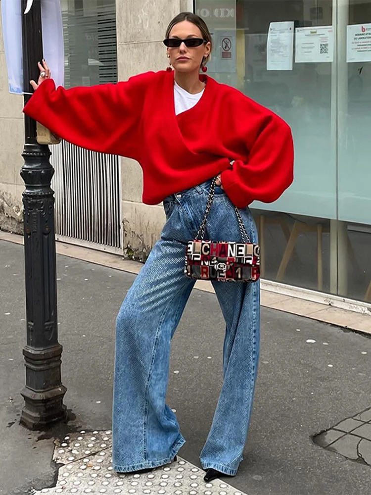 Vintage Knitted Woolen Jacket Casual Vneck Long Sleeve Female Short Coats 2024 Autumn Winter Fashion Lady Outwears 240824