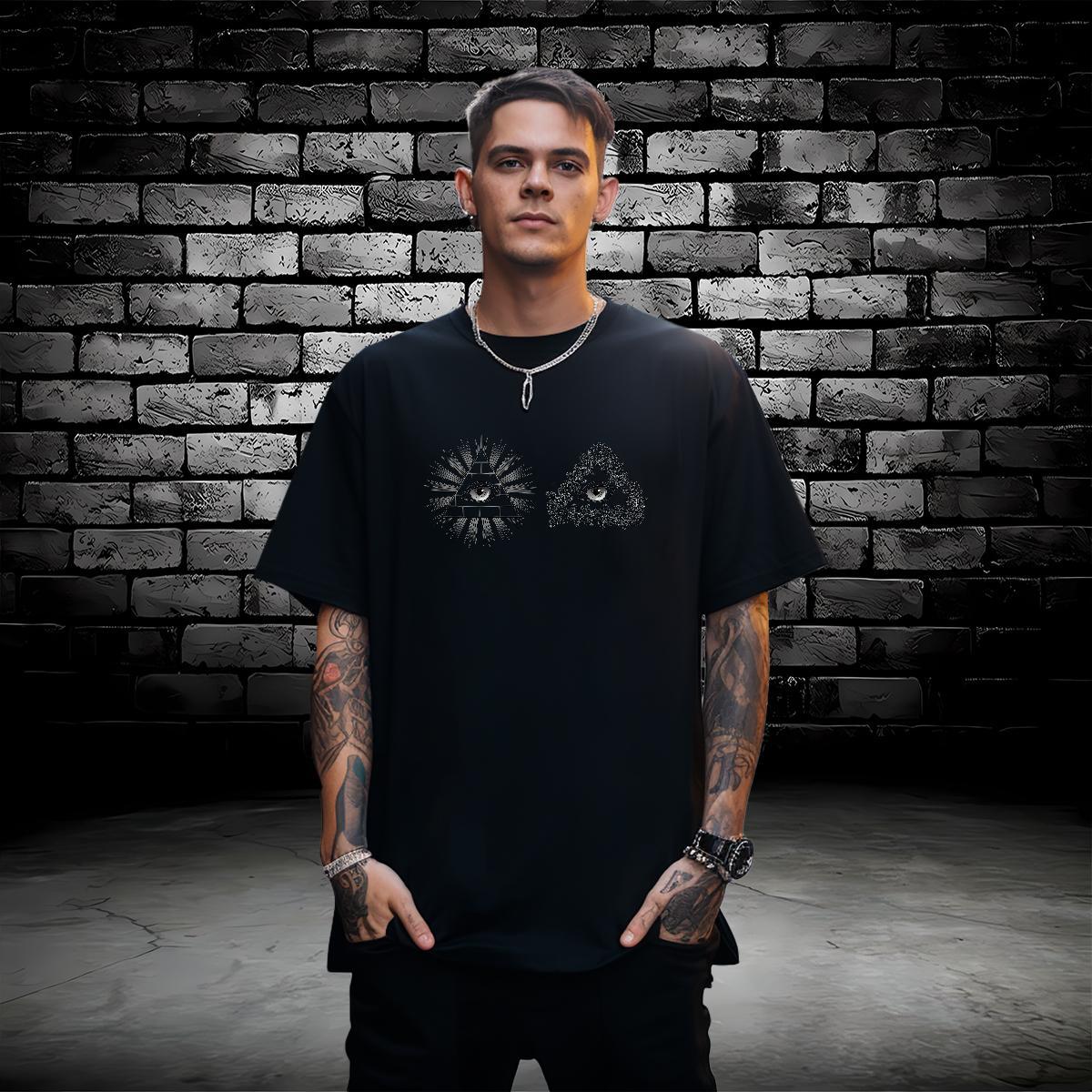 Comfortable T-Shirts for Men 100% Cotton 230g eye of the devil High Street Hip Hop Custom Print Oversized Breathable Crew Neck Tshirt for Man Woman Cl