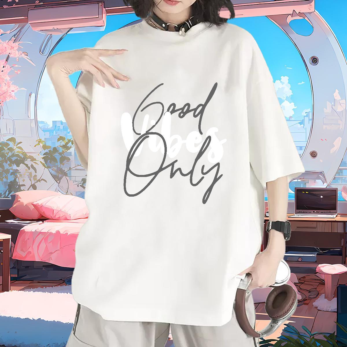 High quality Women Tshirts 230g 100% Cotton letter Street Wear T-Shirts Breathable Short Sleeve Custom Print Plus Size Top Tees